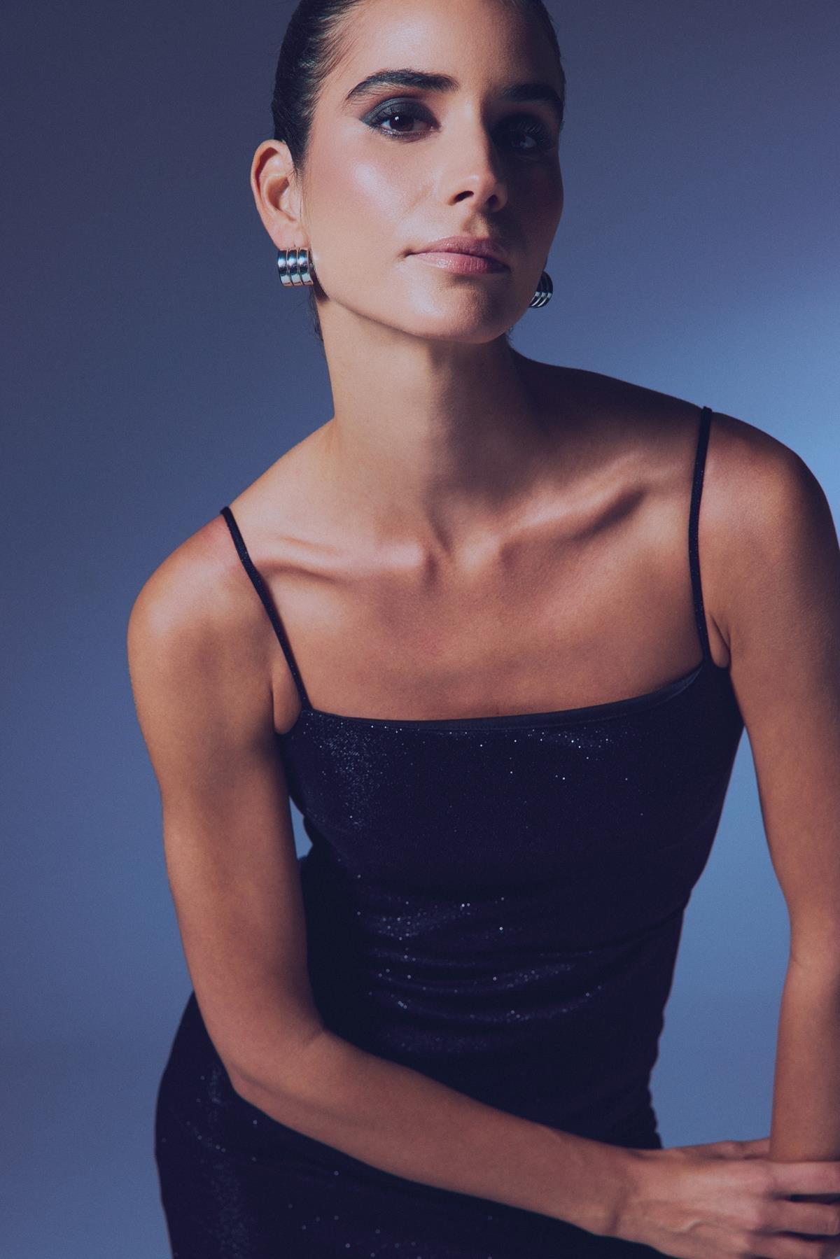 Wholesale Women's Black Lurex Strappy Bodysuit 0033-1649-1545