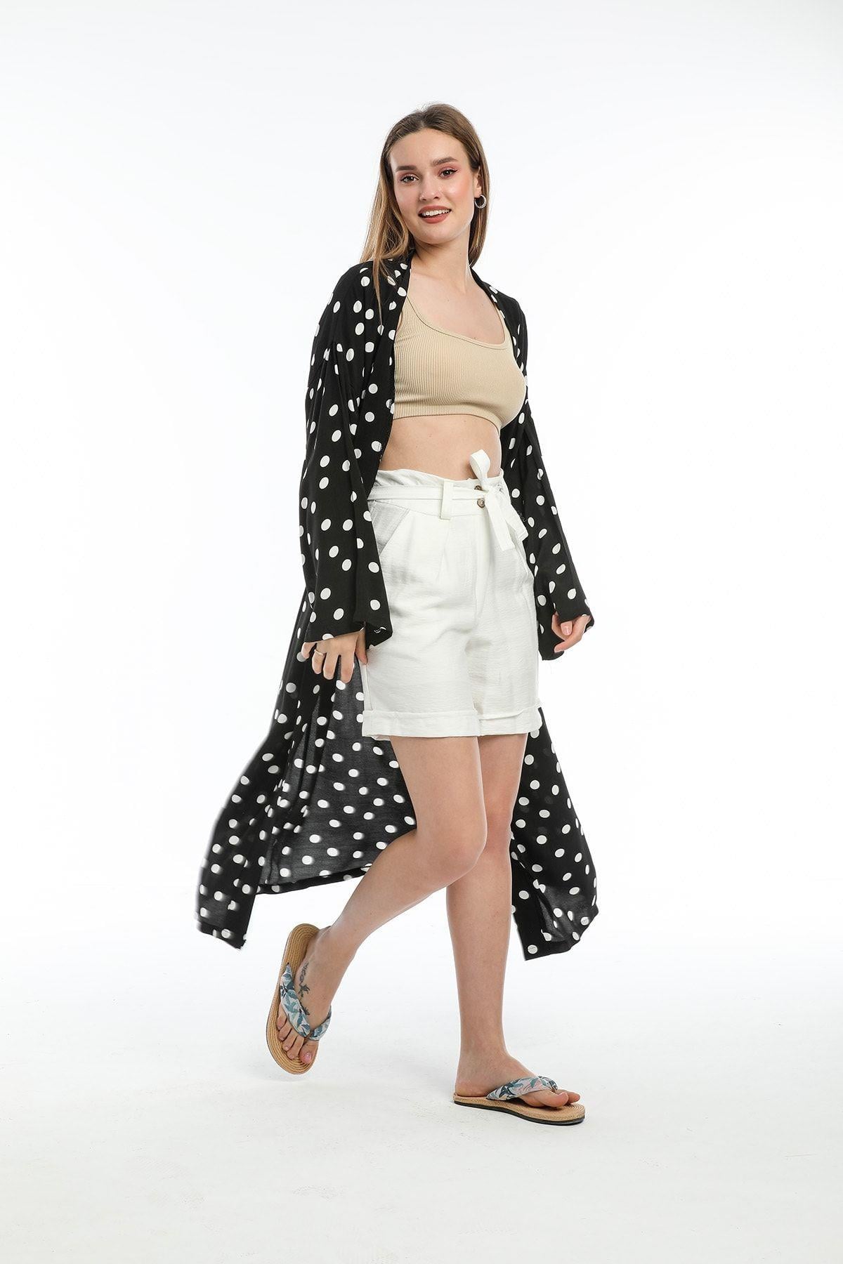 Wholesale Women's Black Polka Dot Summer Kimono