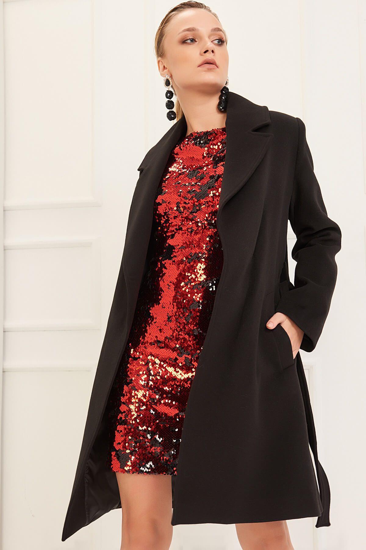 Wholesale Women's Black Short Tie Coat