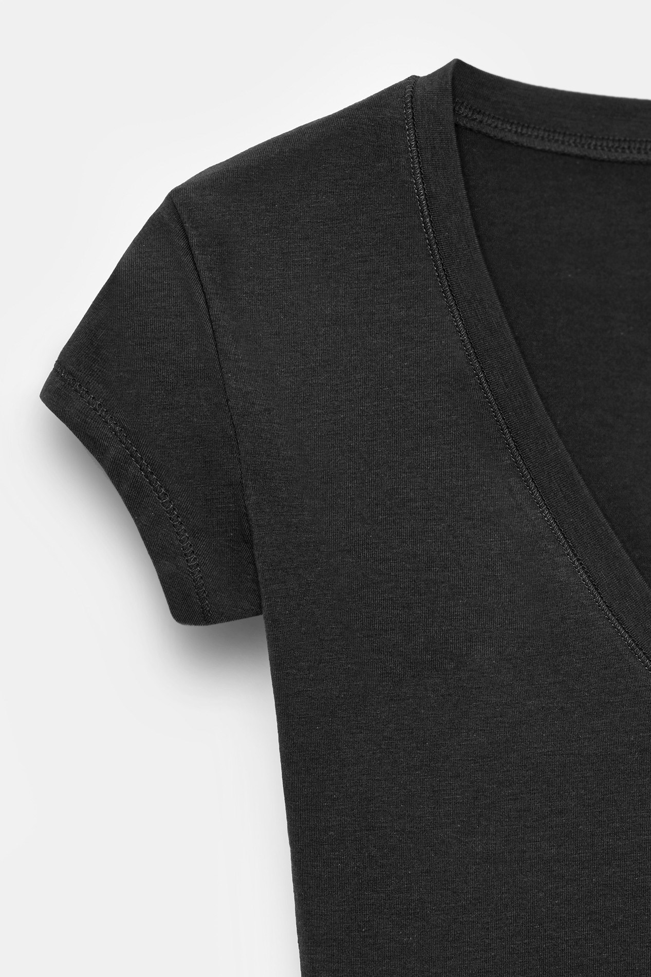 Wholesale Women's Black Supima Cotton V-Neck Tee 0431-32799
