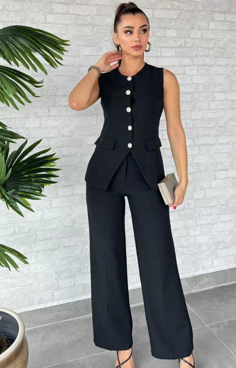 Wholesale Women's Black Two-Piece Suit  0043-1006