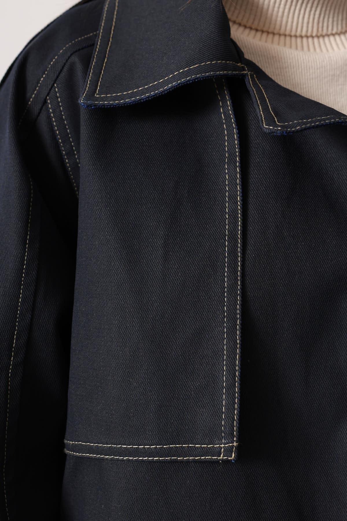 Wholesale Women's Black Washed Effect Denim Jacket with Belt 0061-38191