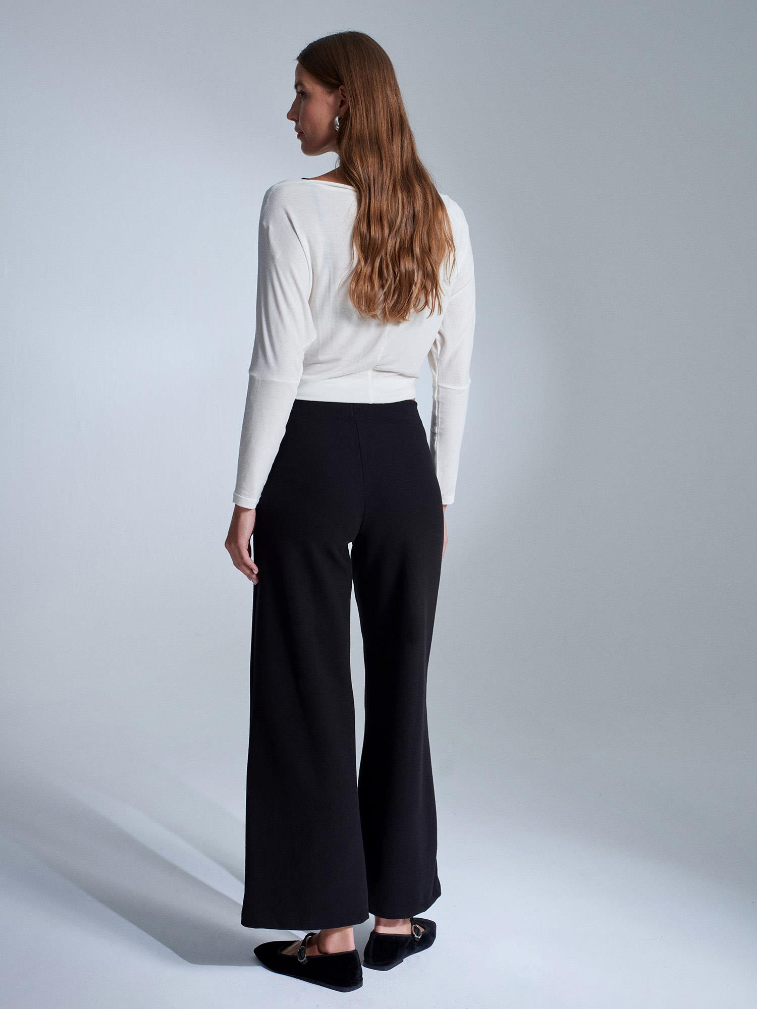 Wholesale Women's Black Wide Leg Trousers 0431-71941