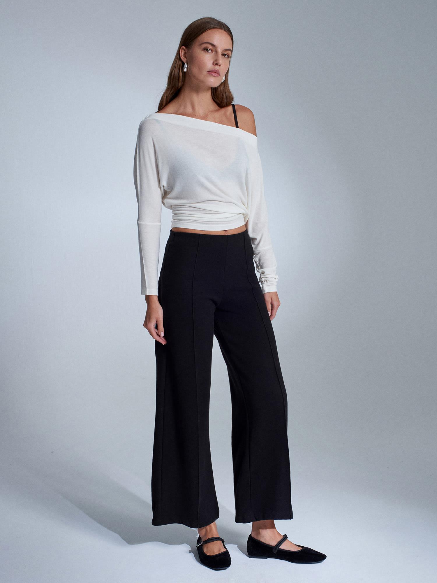 Wholesale Women's Black Wide Leg Trousers 0431-71941