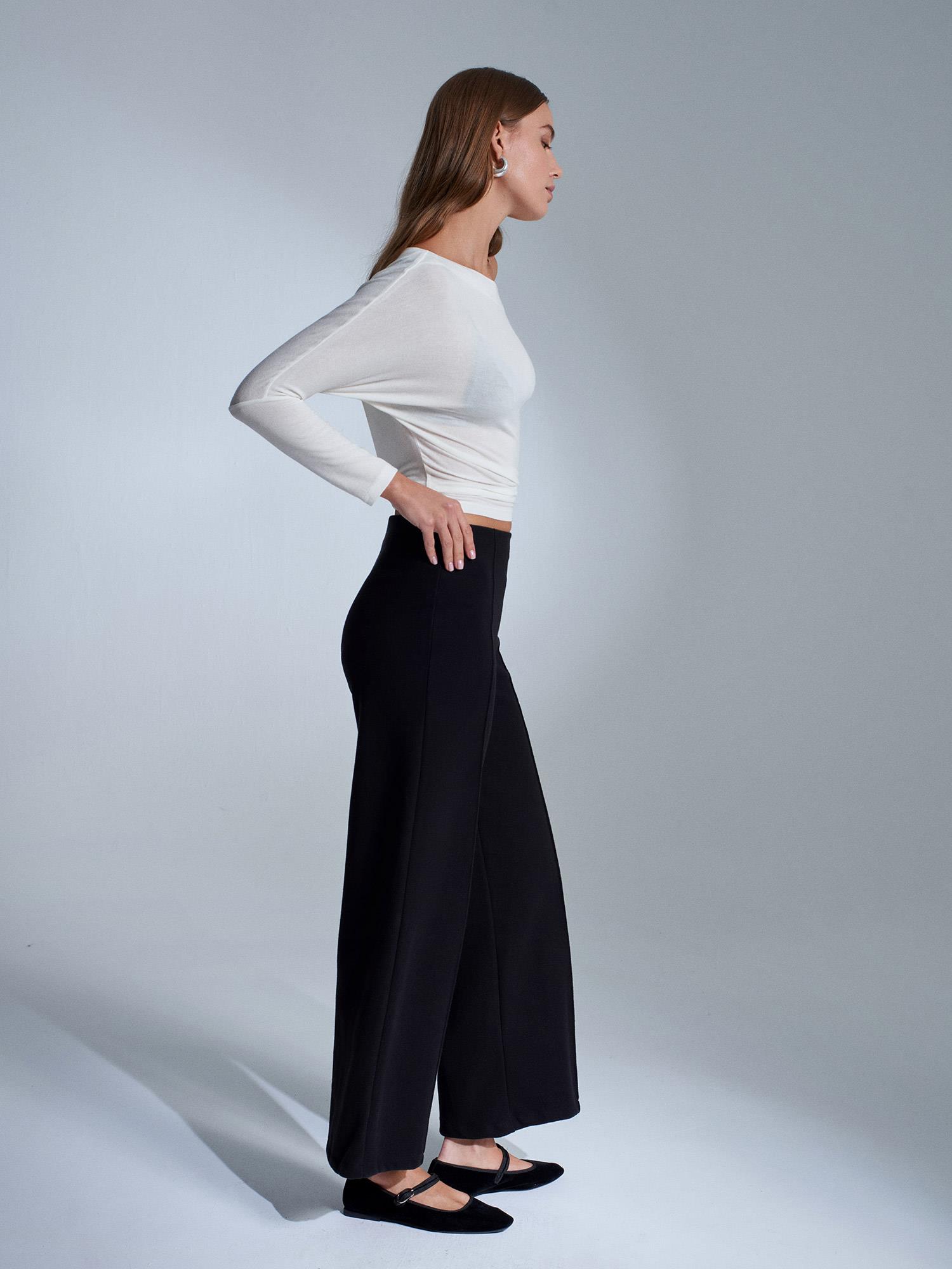 Wholesale Women's Black Wide Leg Trousers 0431-71941