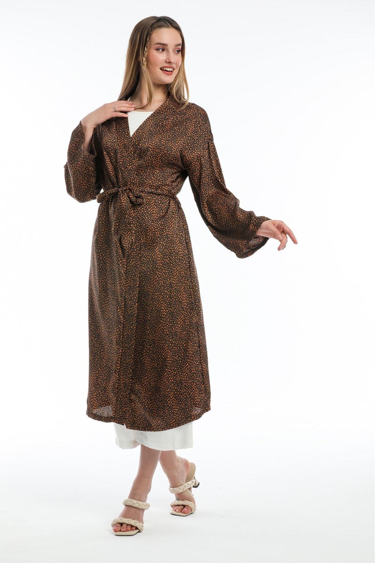 Wholesale Women's Brown Leopard Summer Kimono