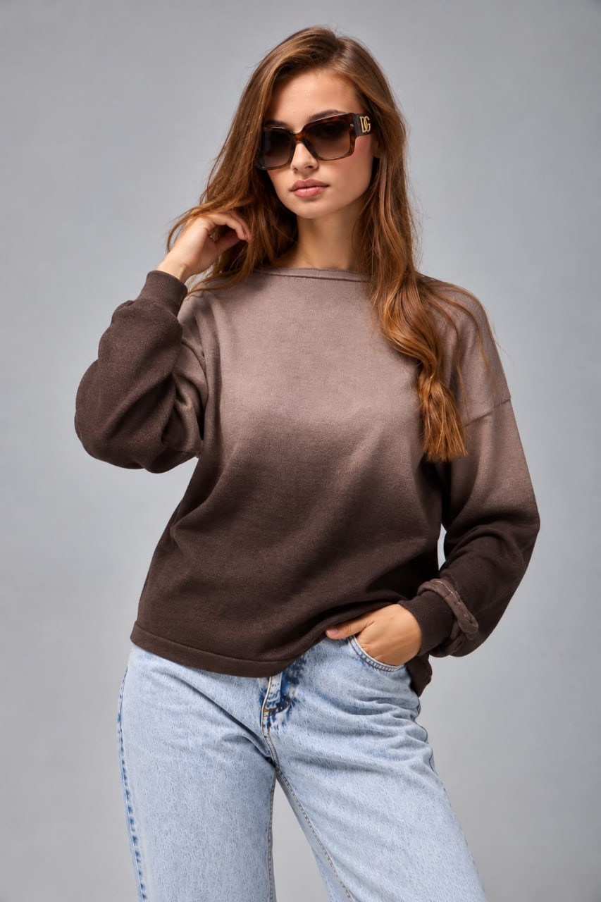 Wholesale Women's Brown Ombre Gradient Knit Sweater 0037-3721