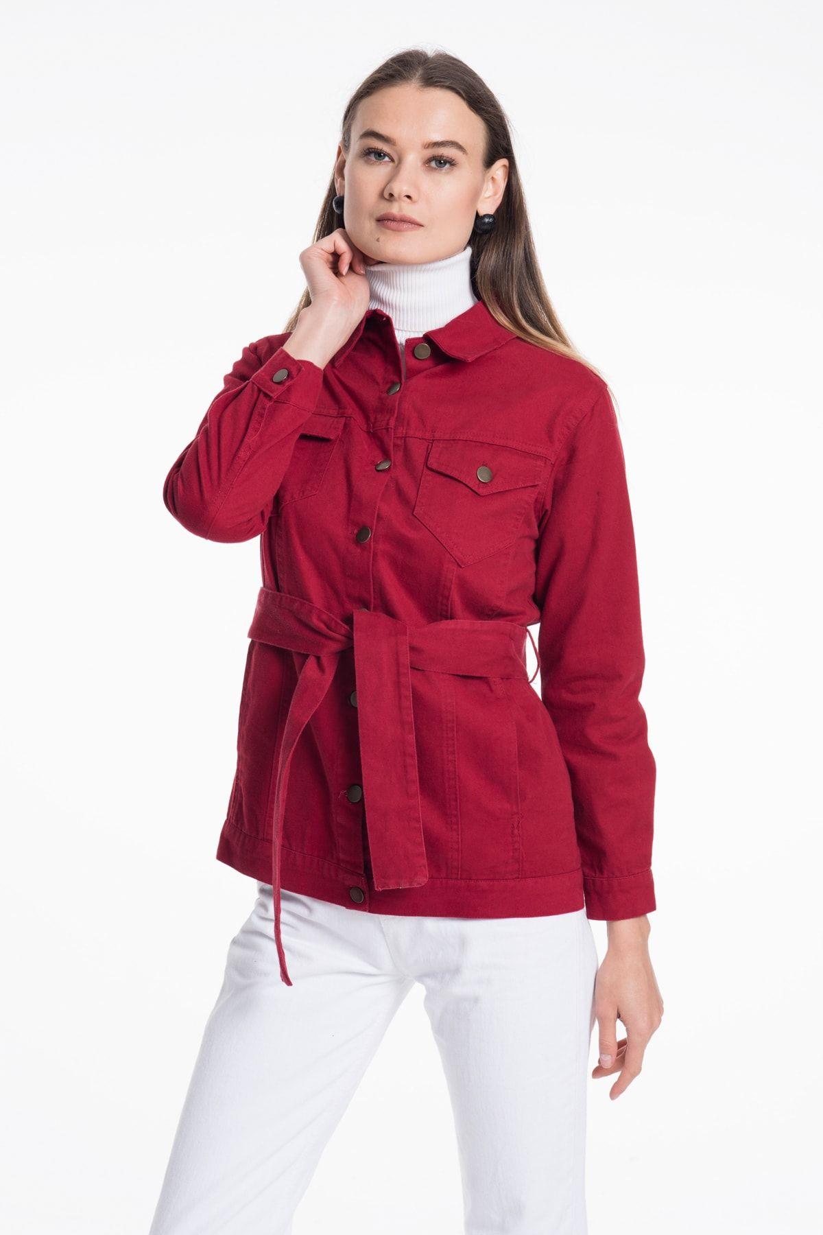 Wholesale Women's Burgundy Gabardine Jacket