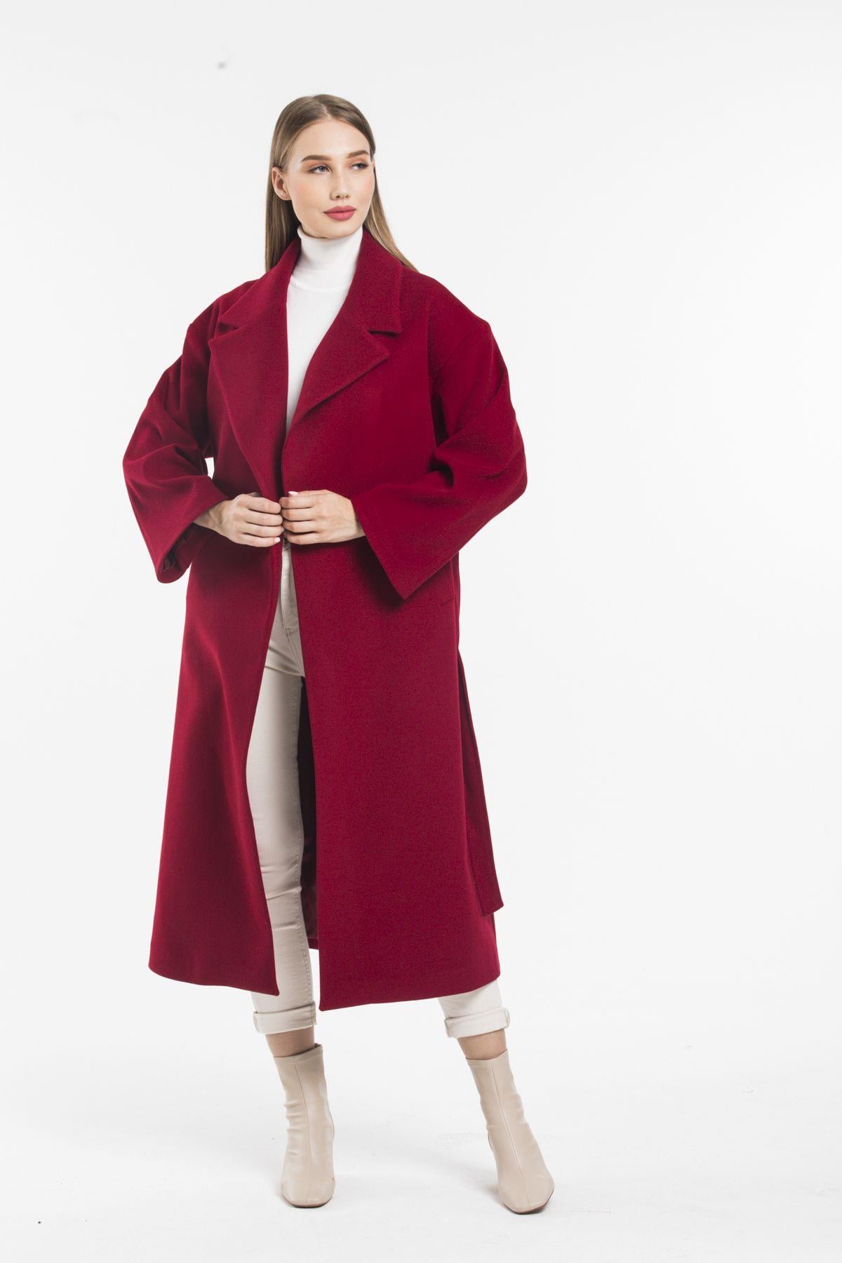 Wholesale Women's Burgundy Oversized Long Coat