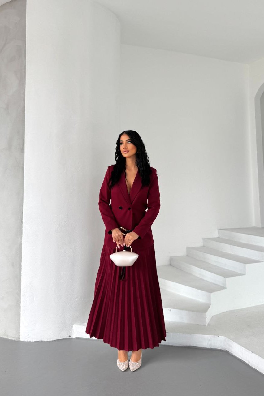 Wholesale Women's Burgundy Skirt Suit  0043-1011-1