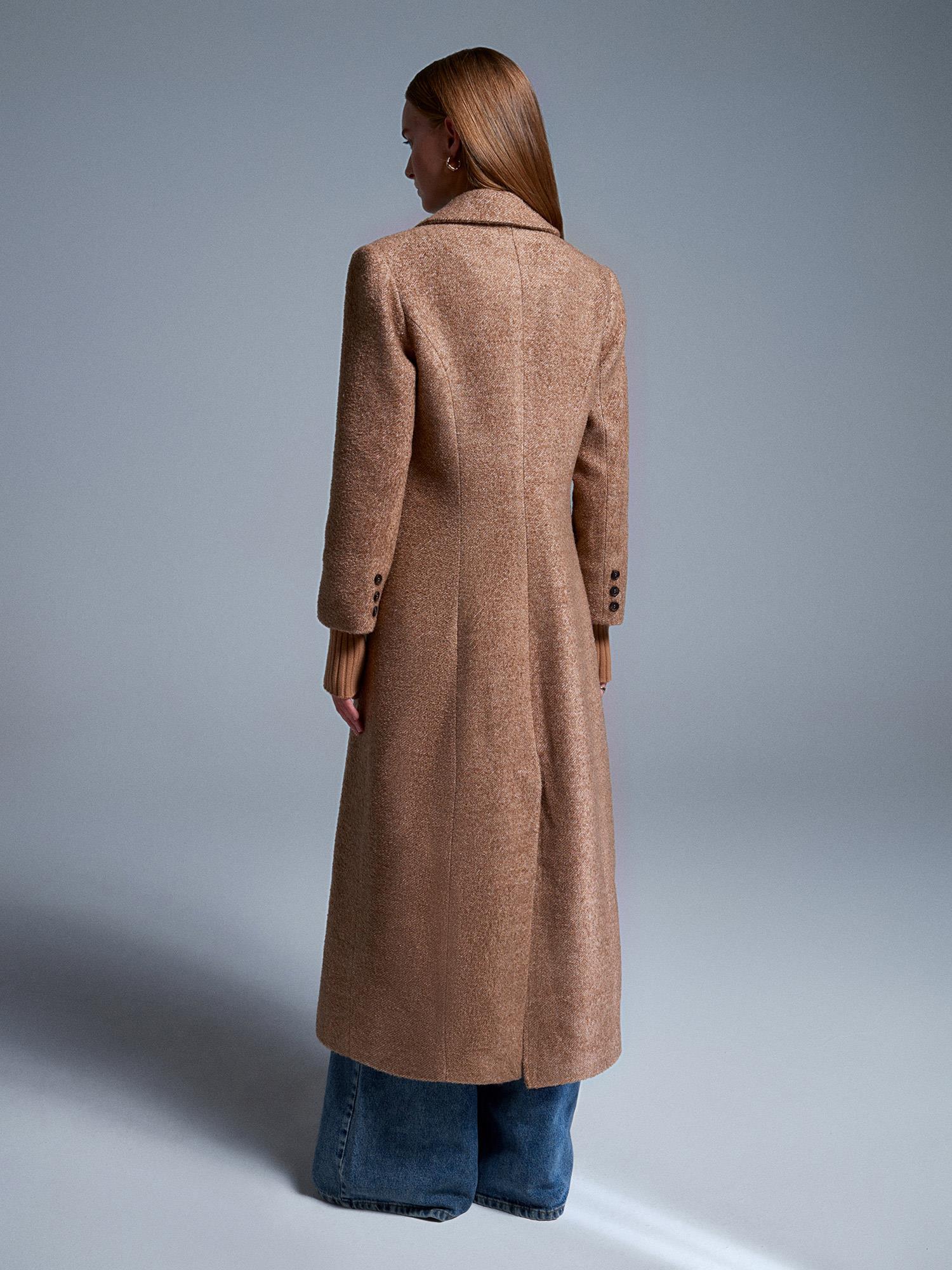 Wholesale Women's Camel Long Coat with Knitted Sleeves 0431-65478