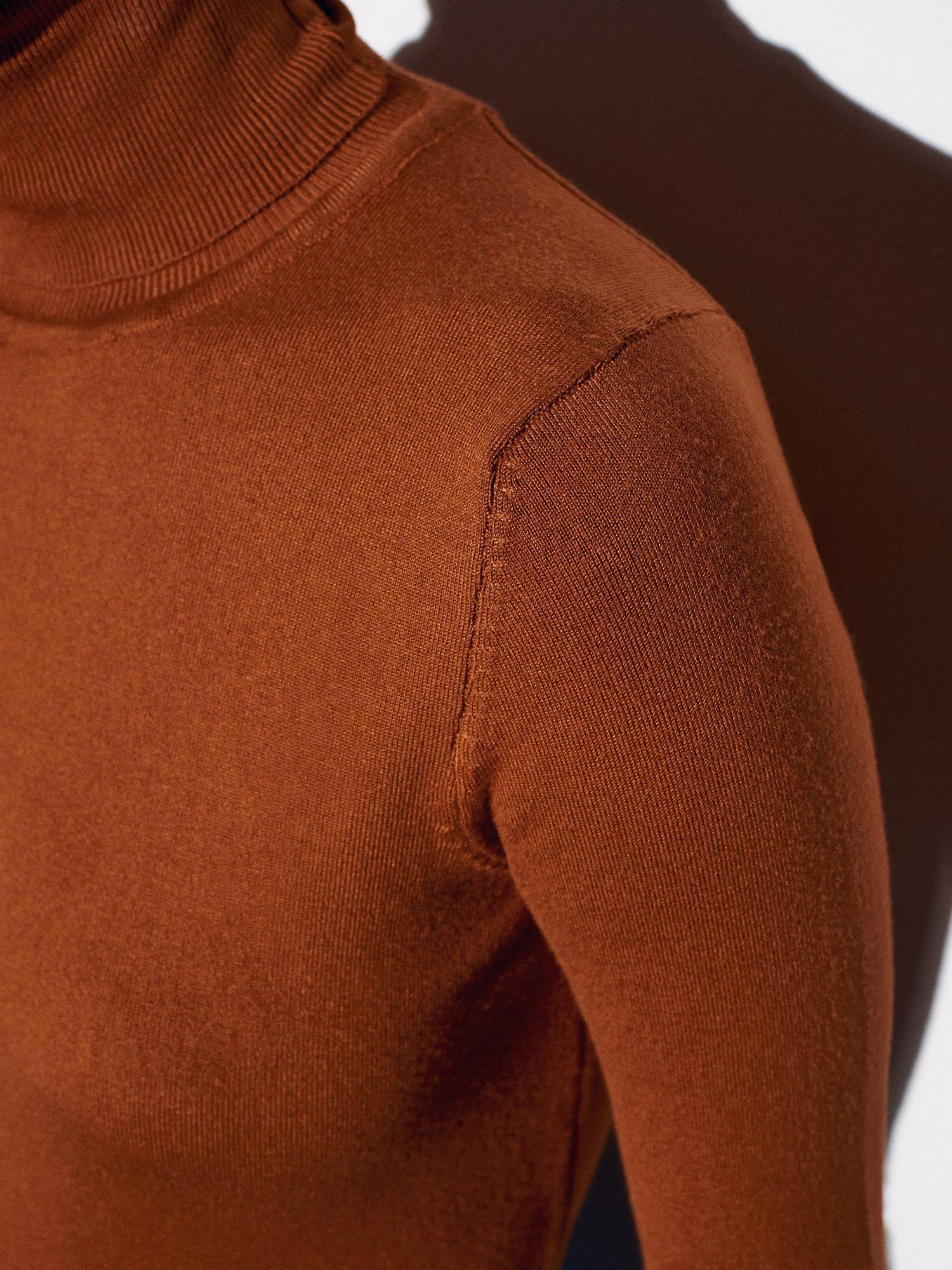 Wholesale Women's Caramel Turtleneck Knit Sweater with Snap-Button Wide Cuffs 0431W26-1268