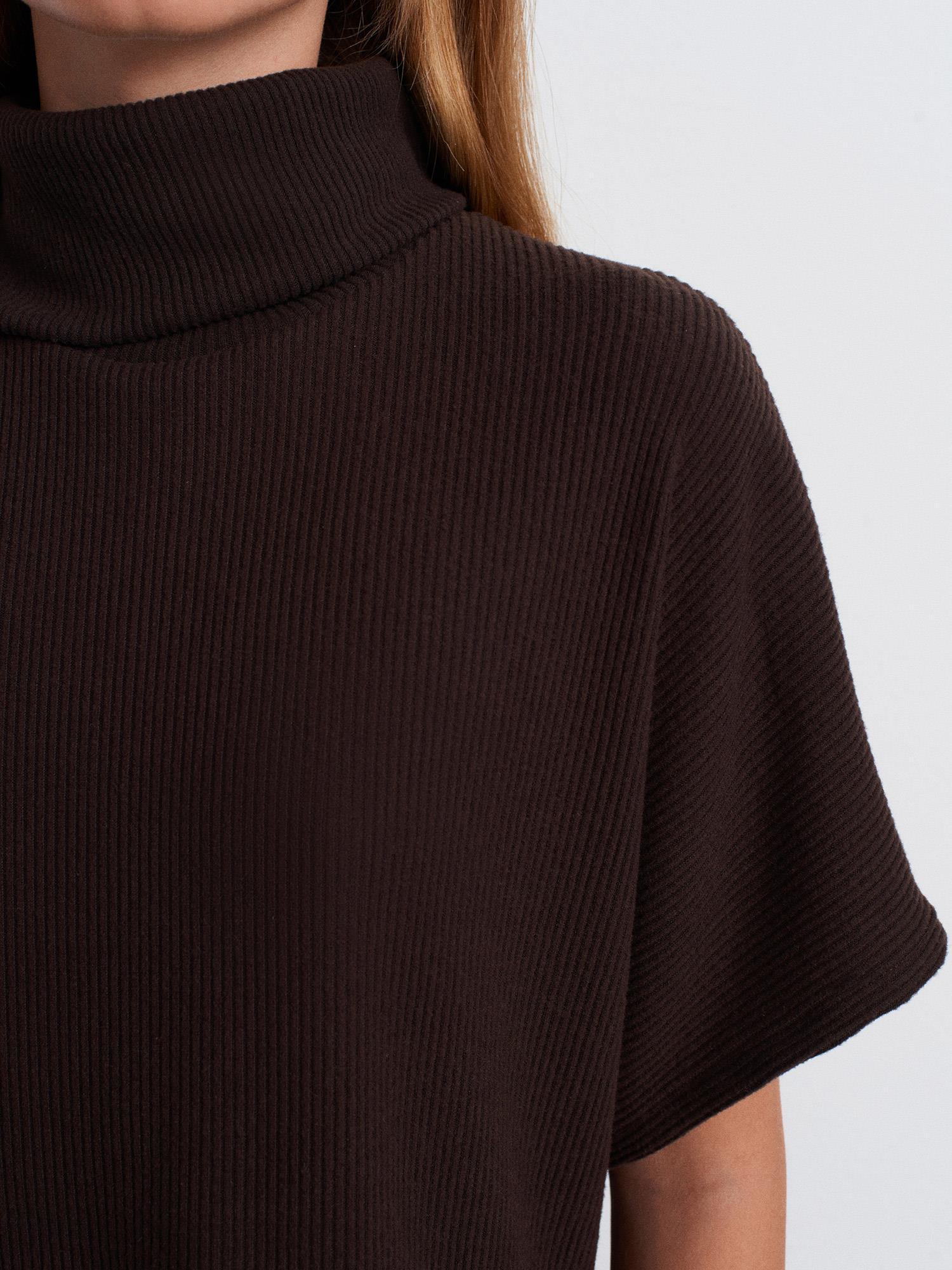 Wholesale Women's Dark Brown Asymmetrical Cut Turtleneck Sweater 0431W26-32239