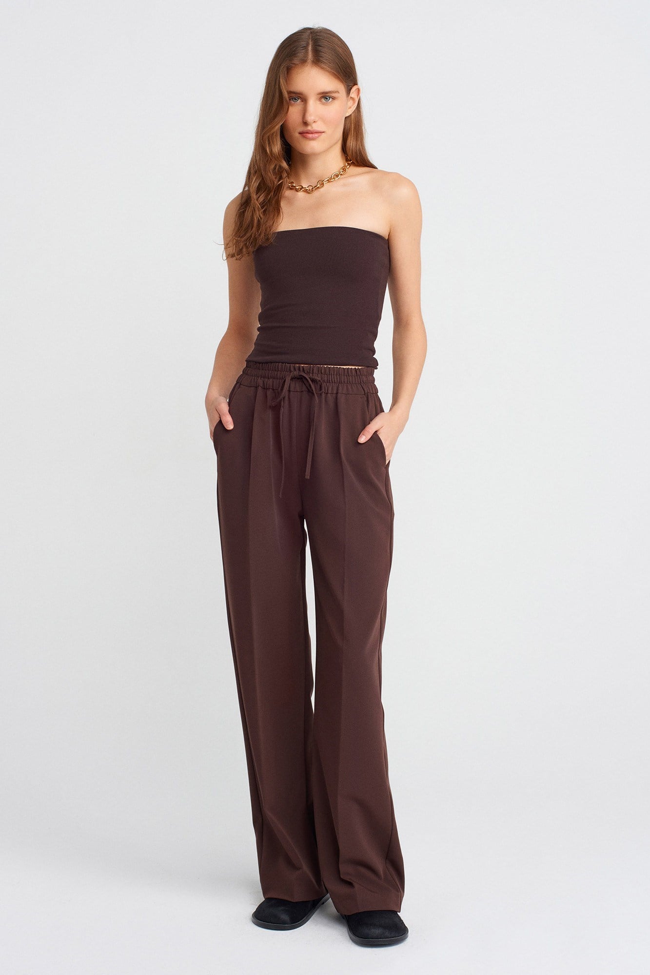 Wholesale Women's Dark Brown Bandeau Top 0431-20659