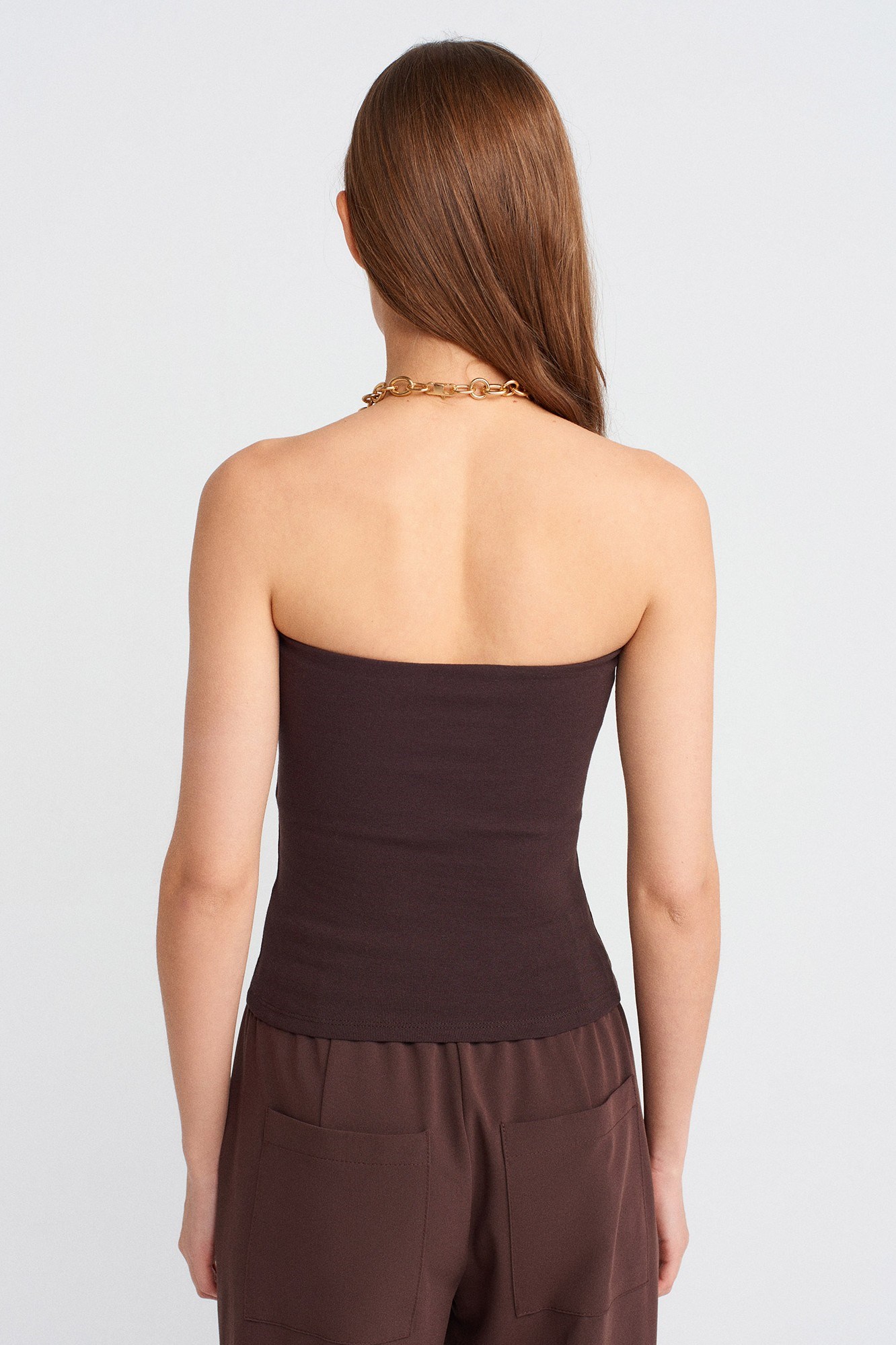 Wholesale Women's Dark Brown Bandeau Top 0431-20659