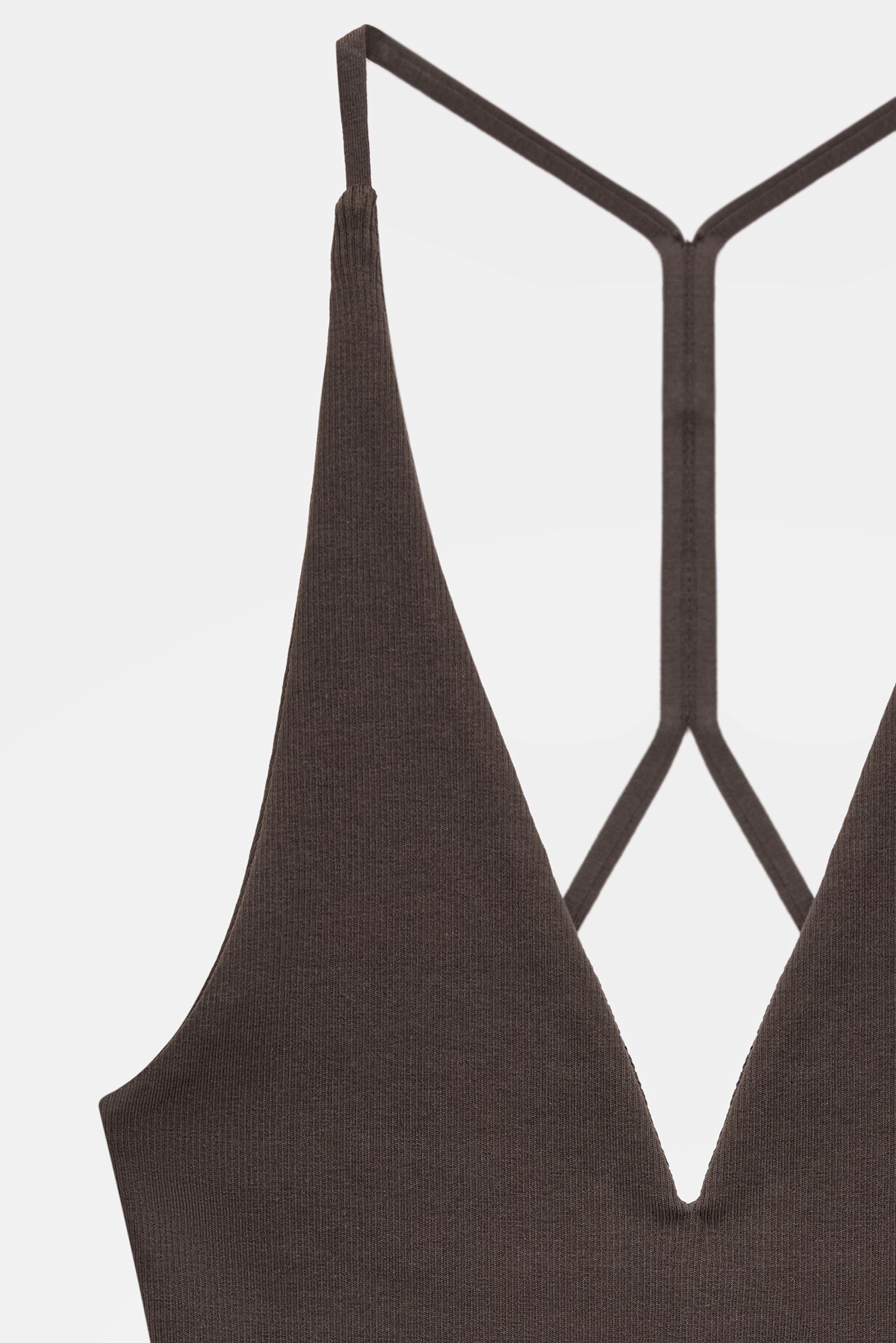 Wholesale Women's Dark Brown Cross-Back Cotton Bodysuit 0431-21175