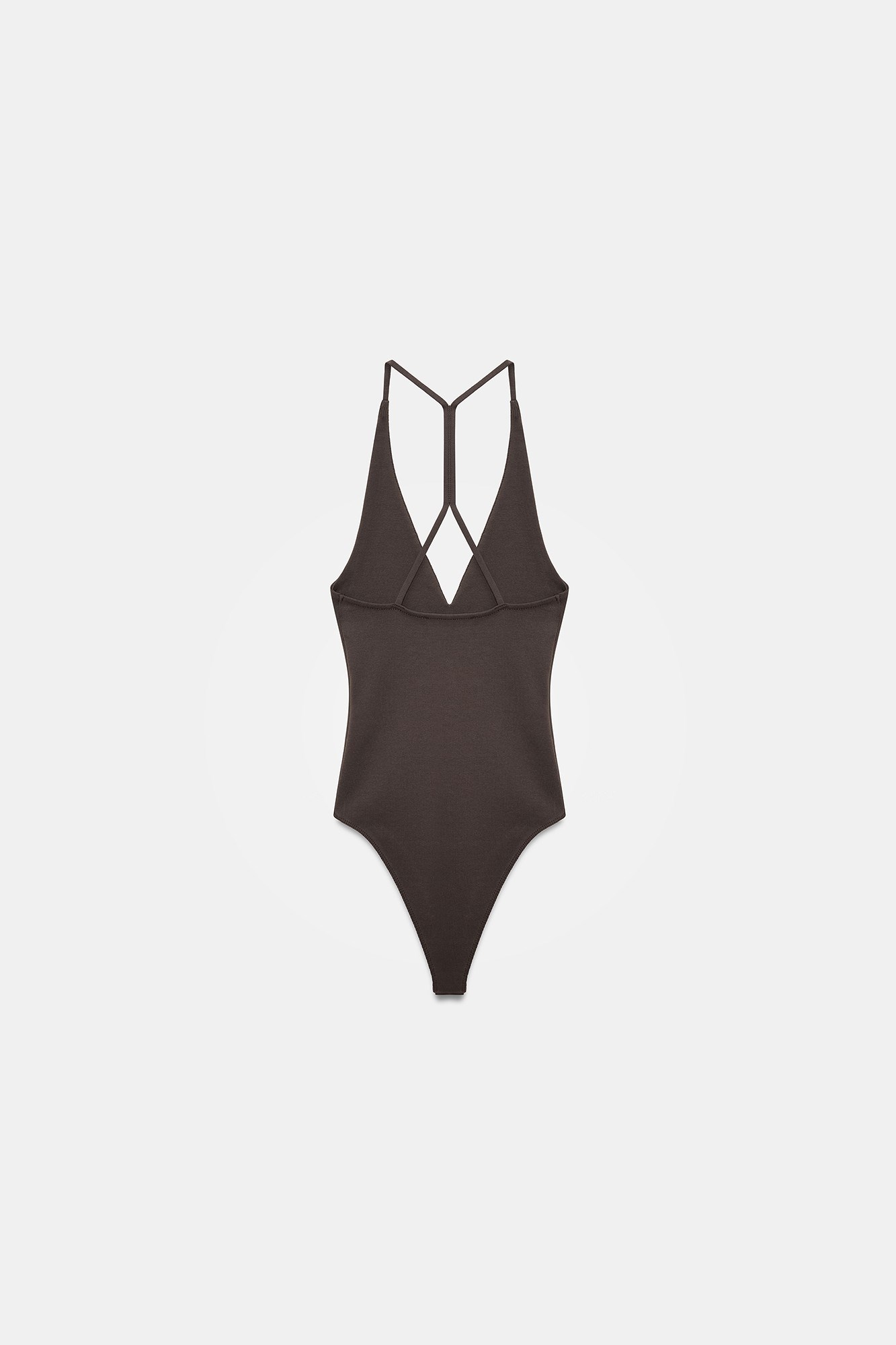 Wholesale Women's Dark Brown Cross-Back Cotton Bodysuit 0431-21175