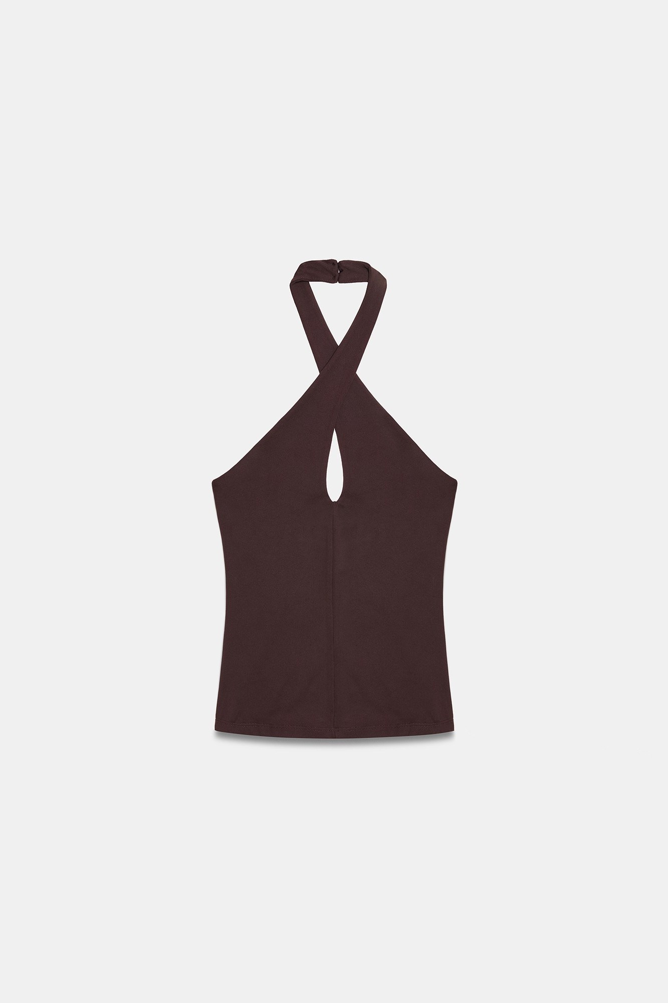 Wholesale Women's Dark Brown Cross-Front Halter Top 0431-21267