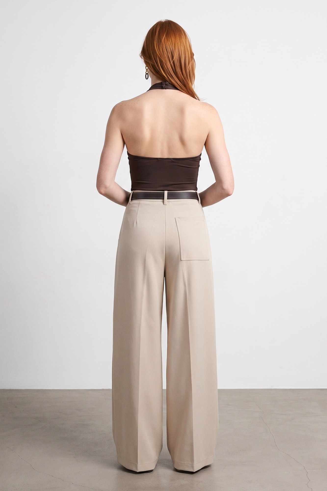 Wholesale Women's Dark Brown Cross-Front Halter Top 0431-21267