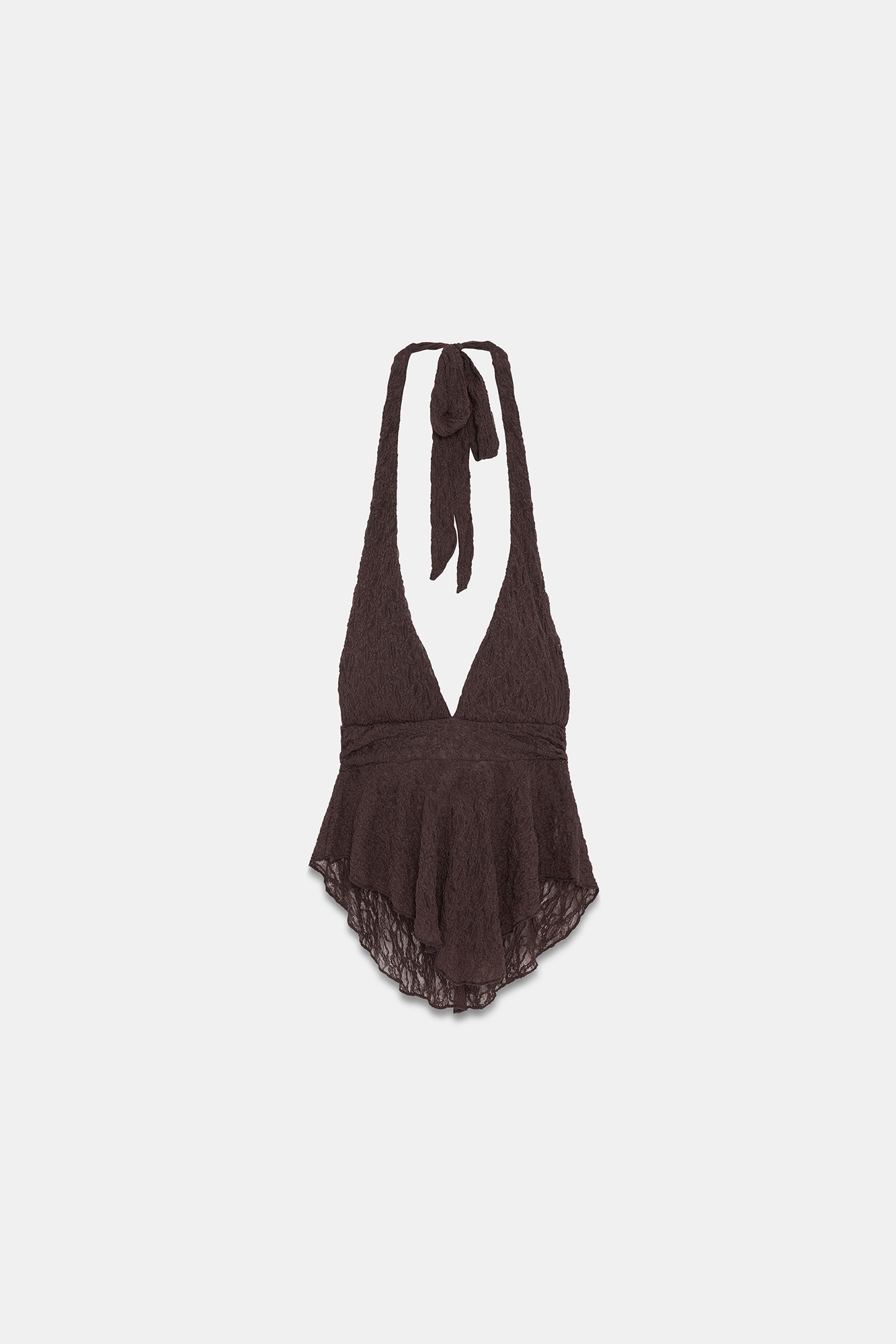 Wholesale Women's Dark Brown Lace Halter Top 0431-21228