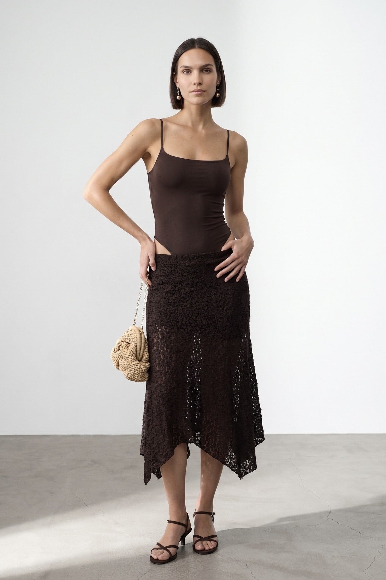 Wholesale Women's Dark Brown Strappy Bodysuit 0431-21216