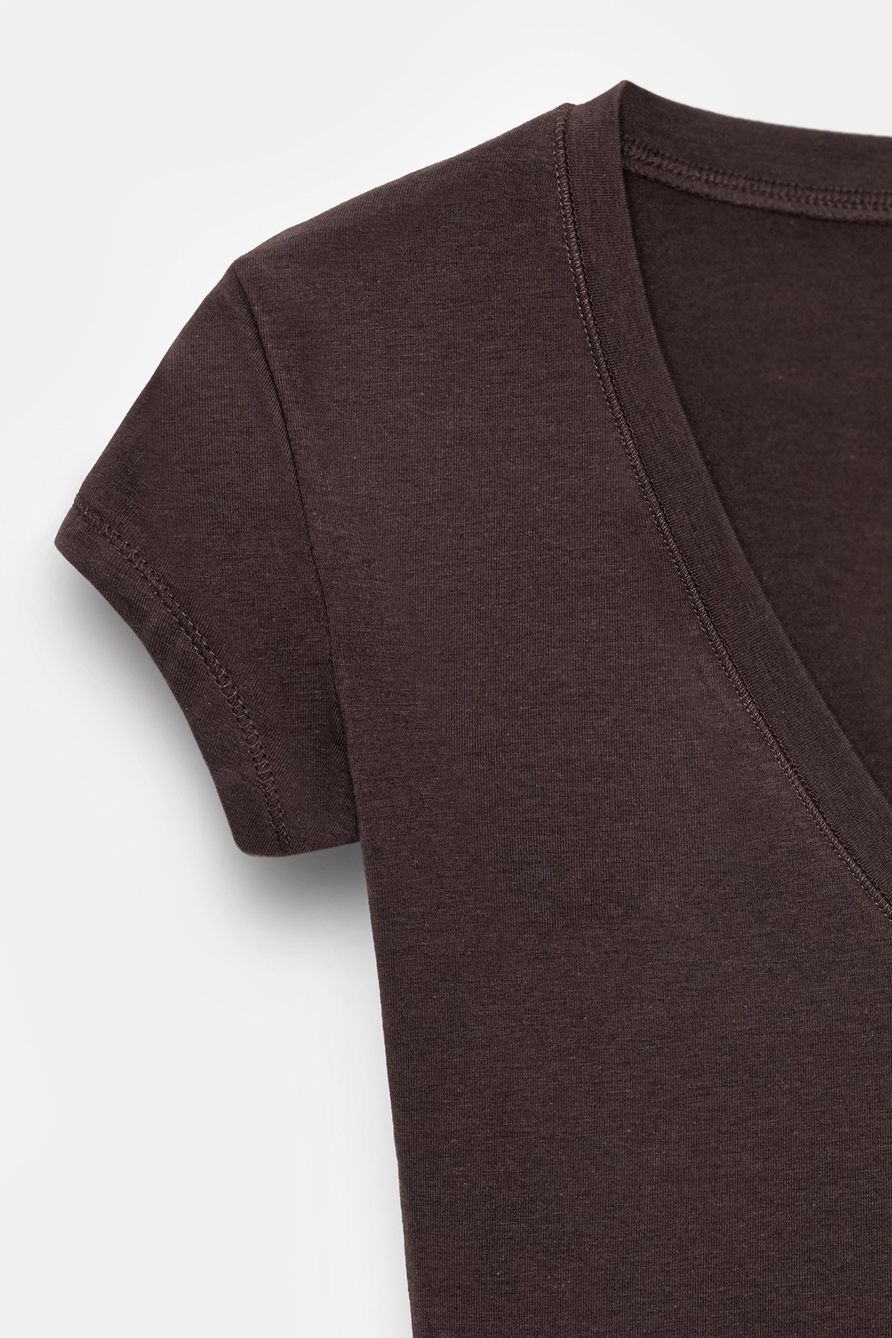 Wholesale Women's Dark Brown Supima Cotton V-Neck Tee 0431-32799