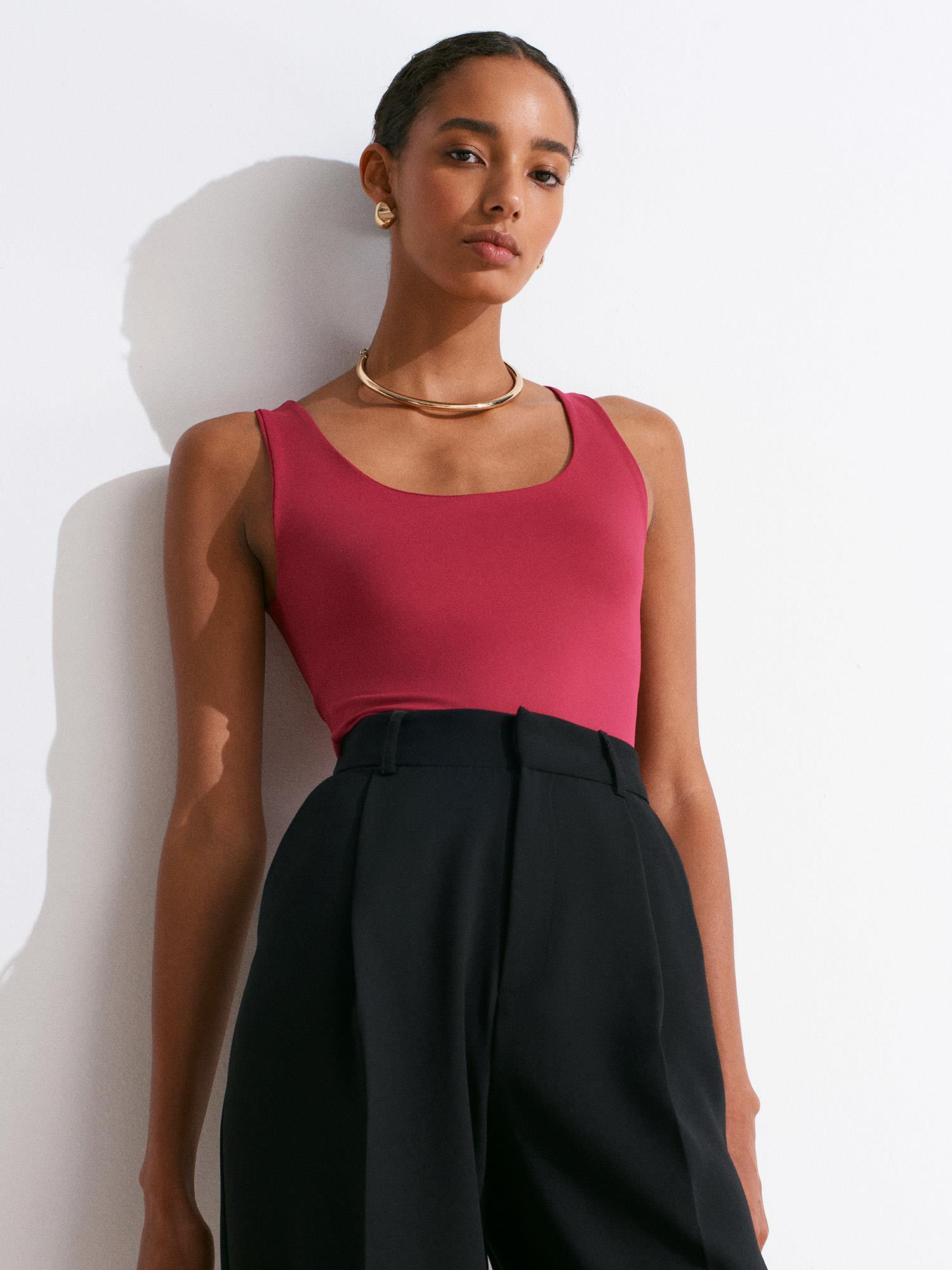 Wholesale Women's Dark Fuchsia U Neck Tank Top 0431-20977