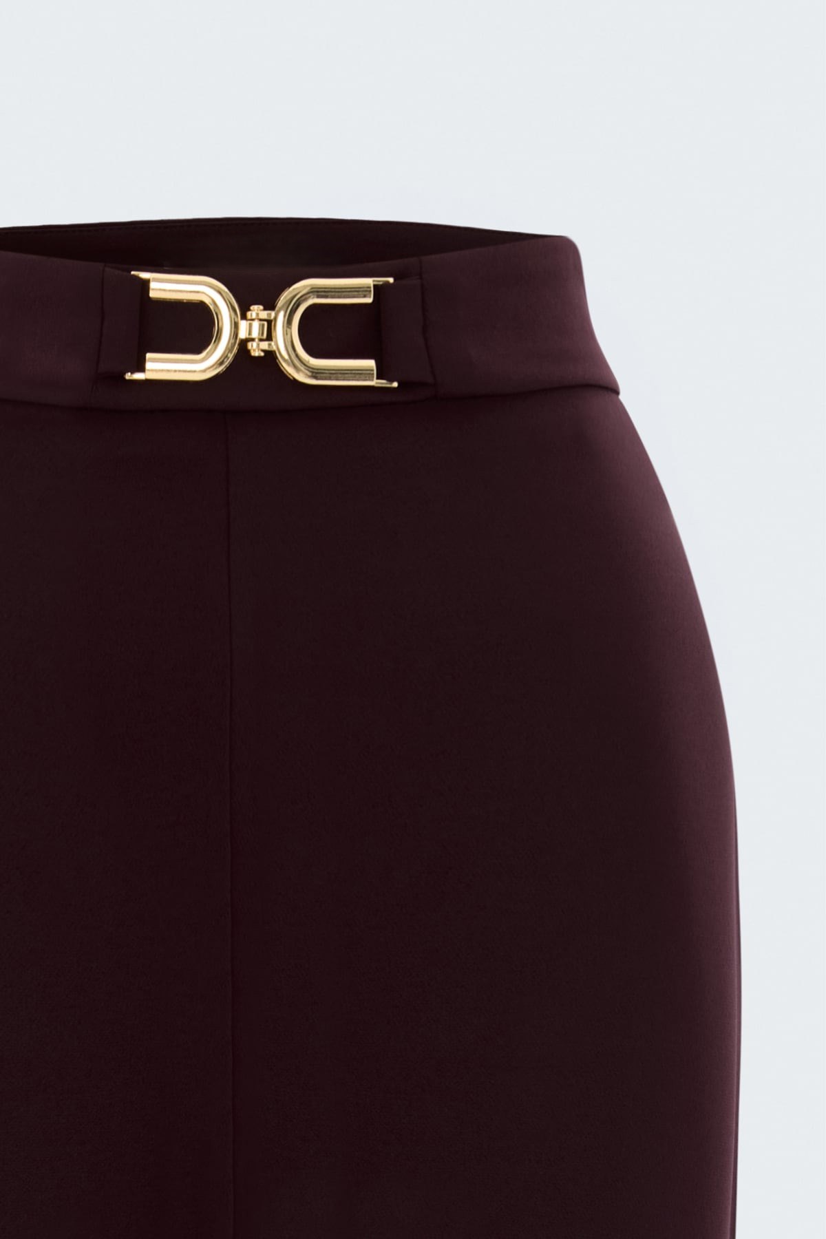 Wholesale Women's Dark Plum Trousers with Gold Buckle Accessory STN139KPA1113