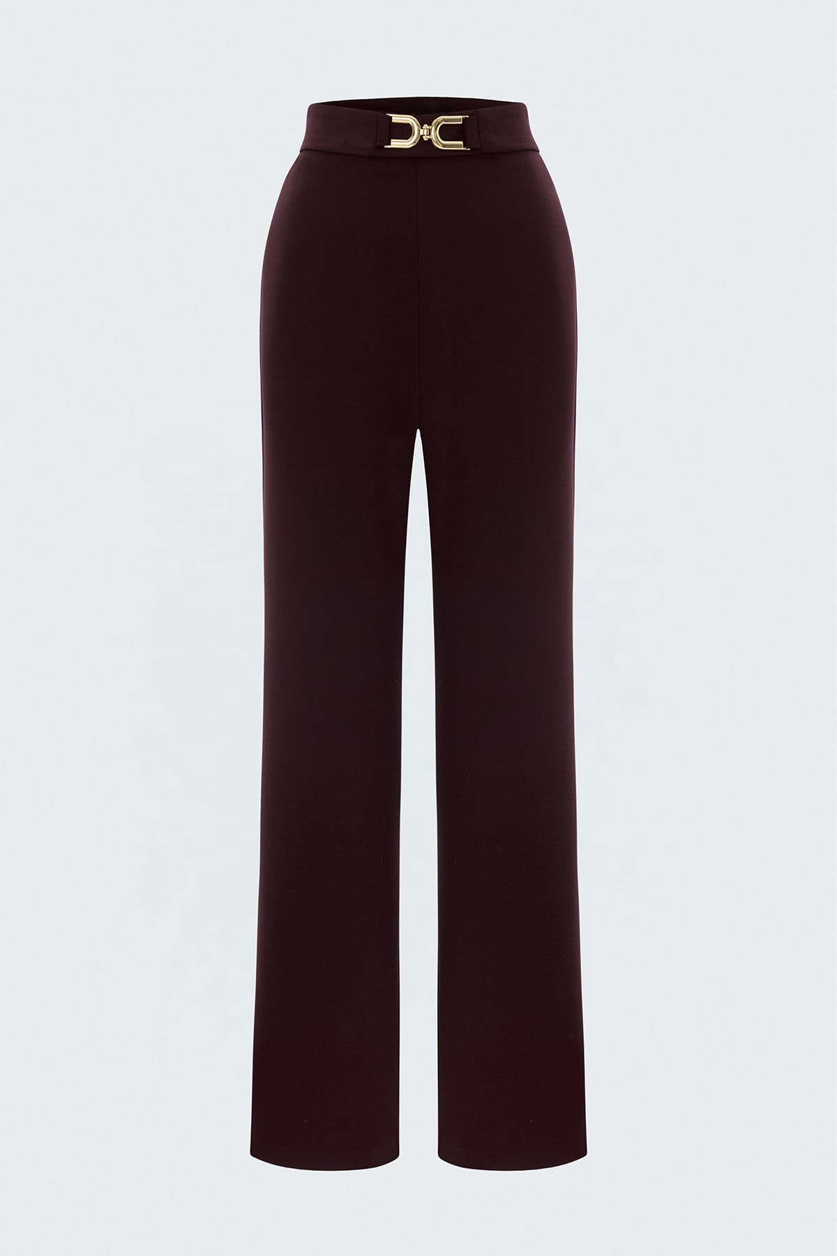 Wholesale Women's Dark Plum Trousers with Gold Buckle Accessory STN139KPA1113