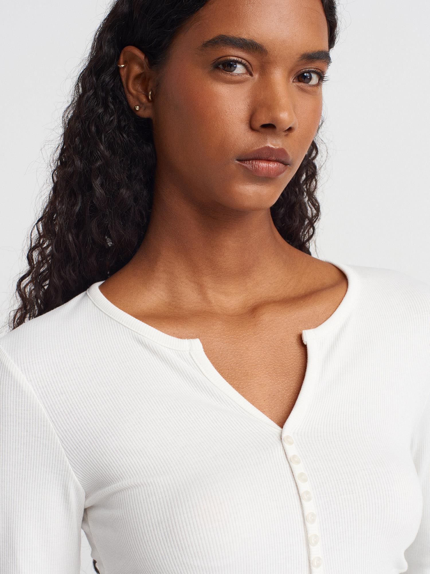 Wholesale Women's Ecru Button Detailed Gathered Top 0431W26-31548