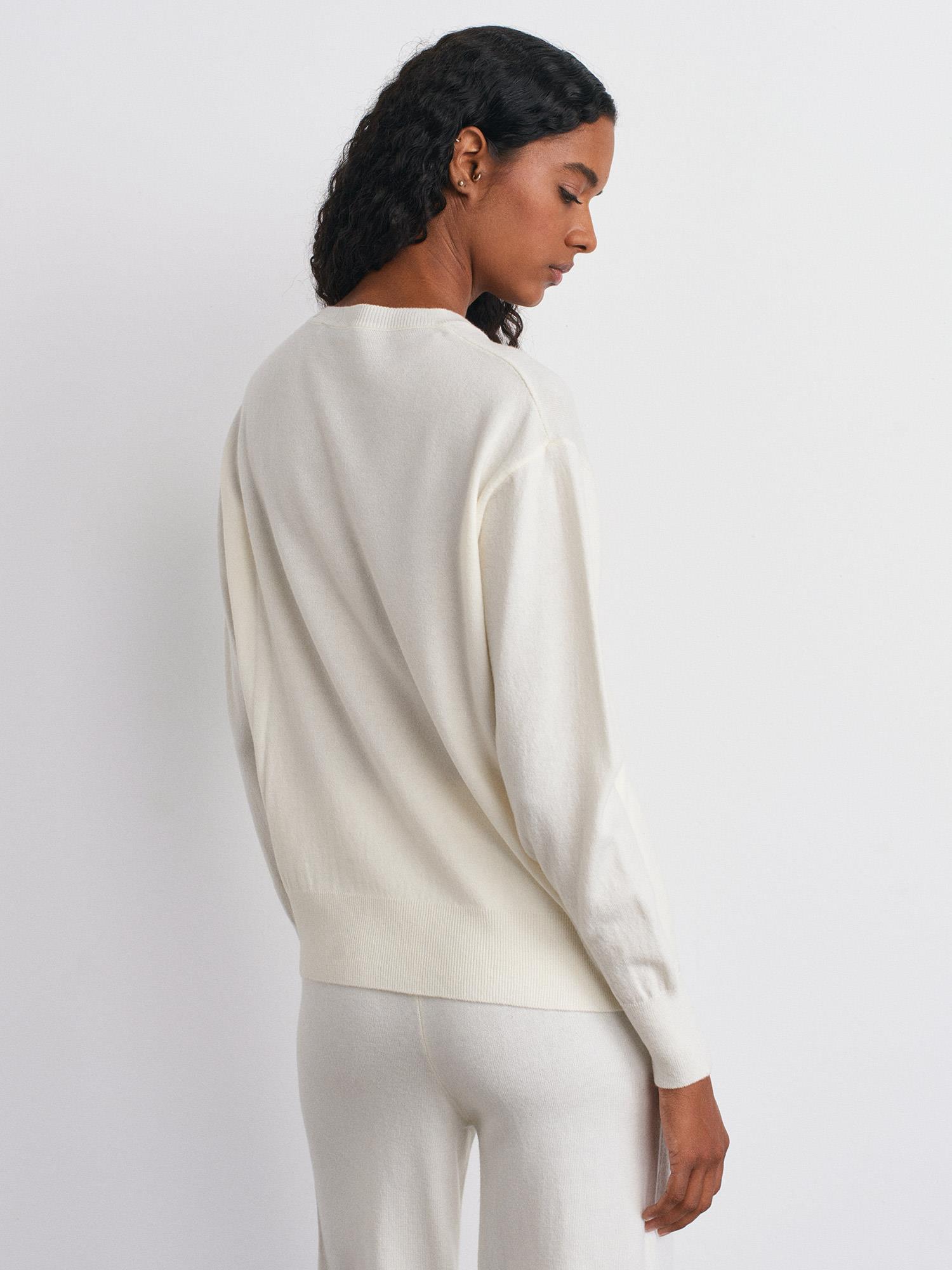 Wholesale Women's Ecru Crew-Neck Woolen Basic Knit Sweater 0431W26-10633