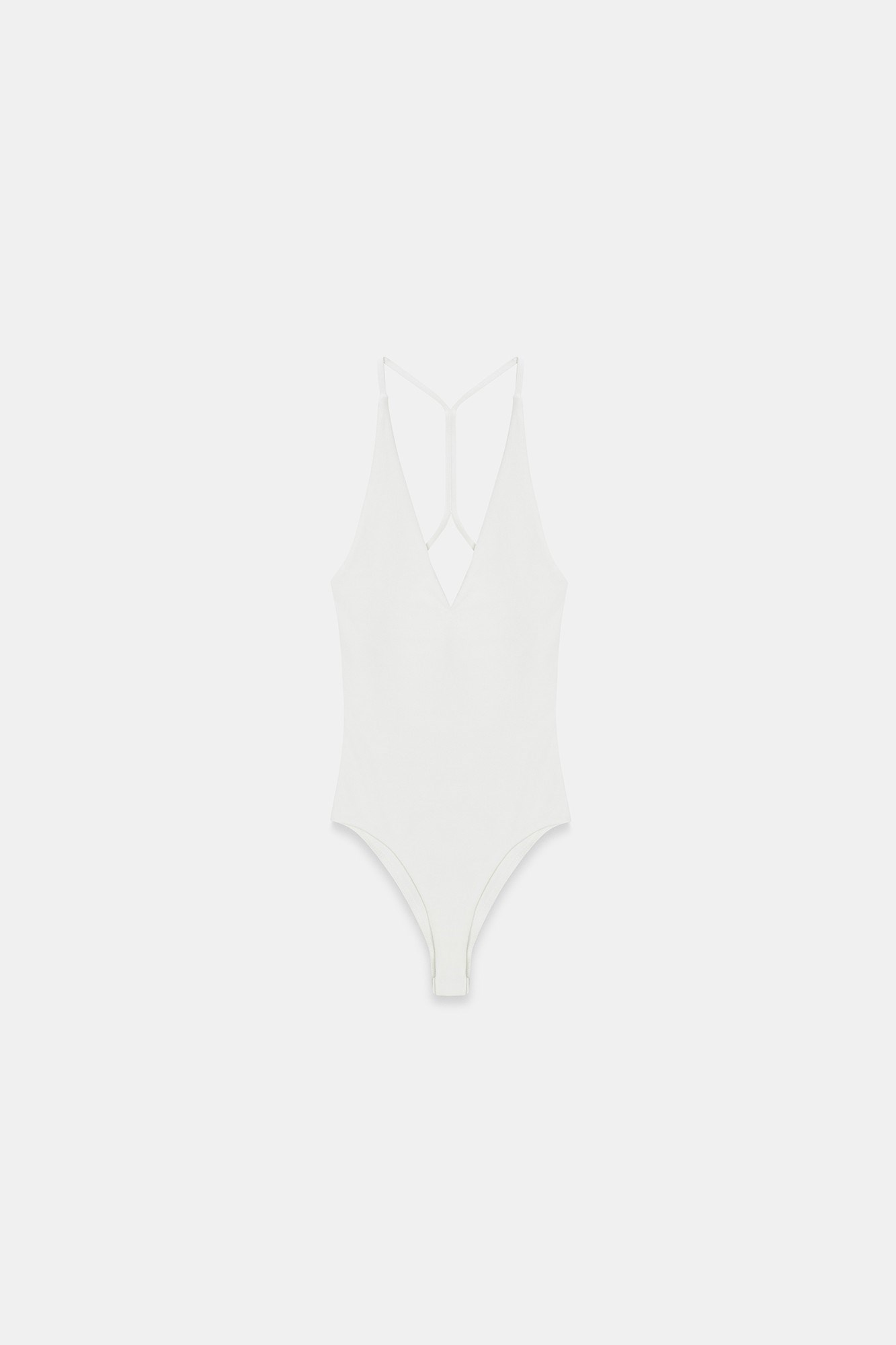 Wholesale Women's Ecru Cross-Back Cotton Bodysuit 0431-21175
