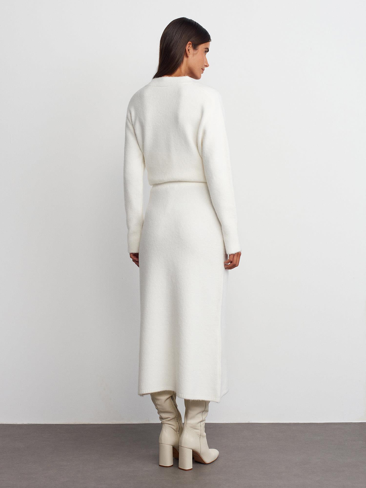 Wholesale Women's Ecru Elastic Waist Knit Skirt 0431-80115