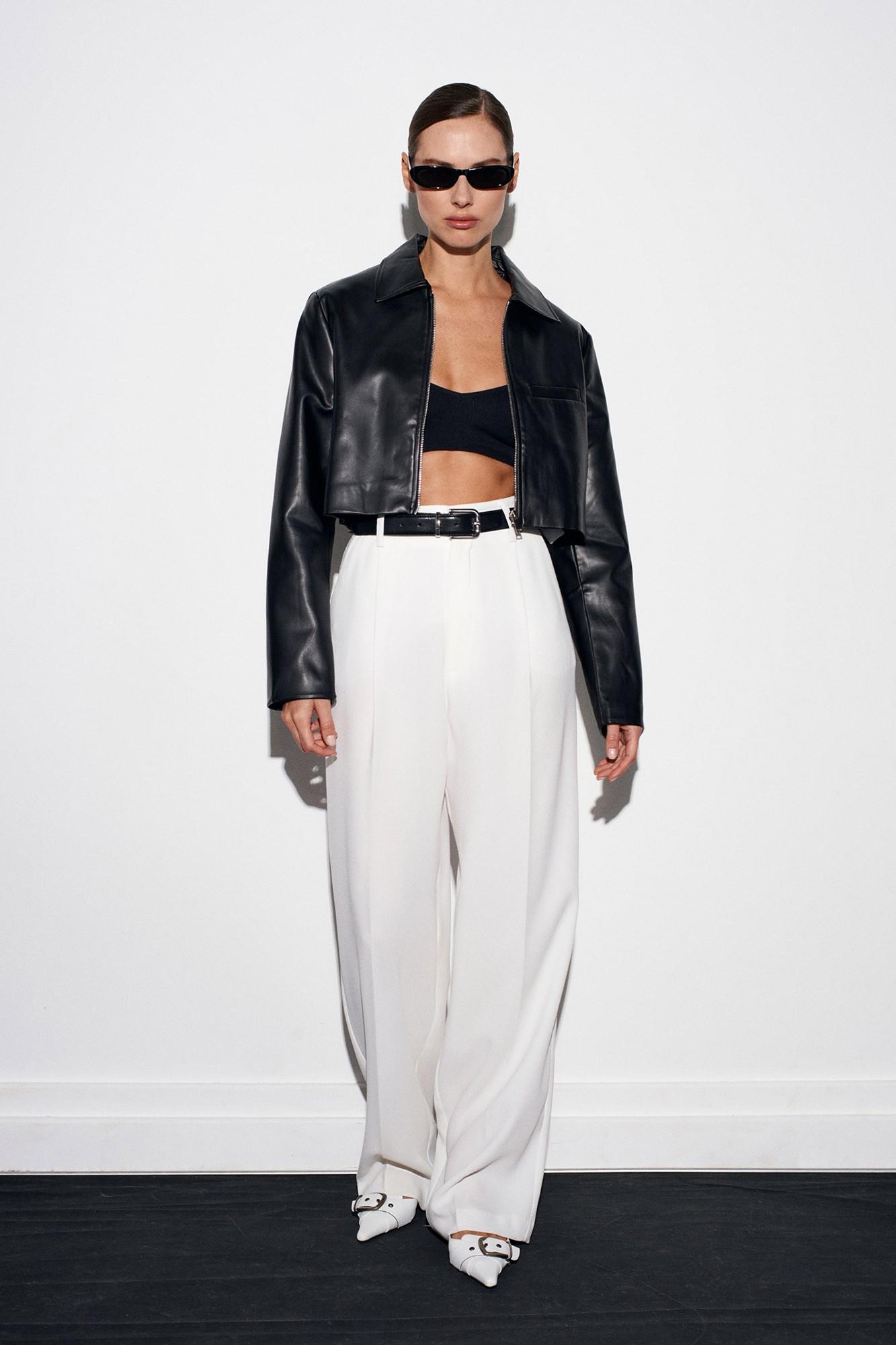 Wholesale Women's Ecru High Waist Pleated Palazzo Trousers 0431-7954