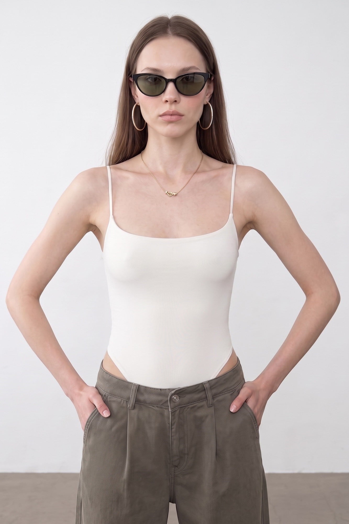 Wholesale Women's Ecru Strappy Bodysuit 0431-21216