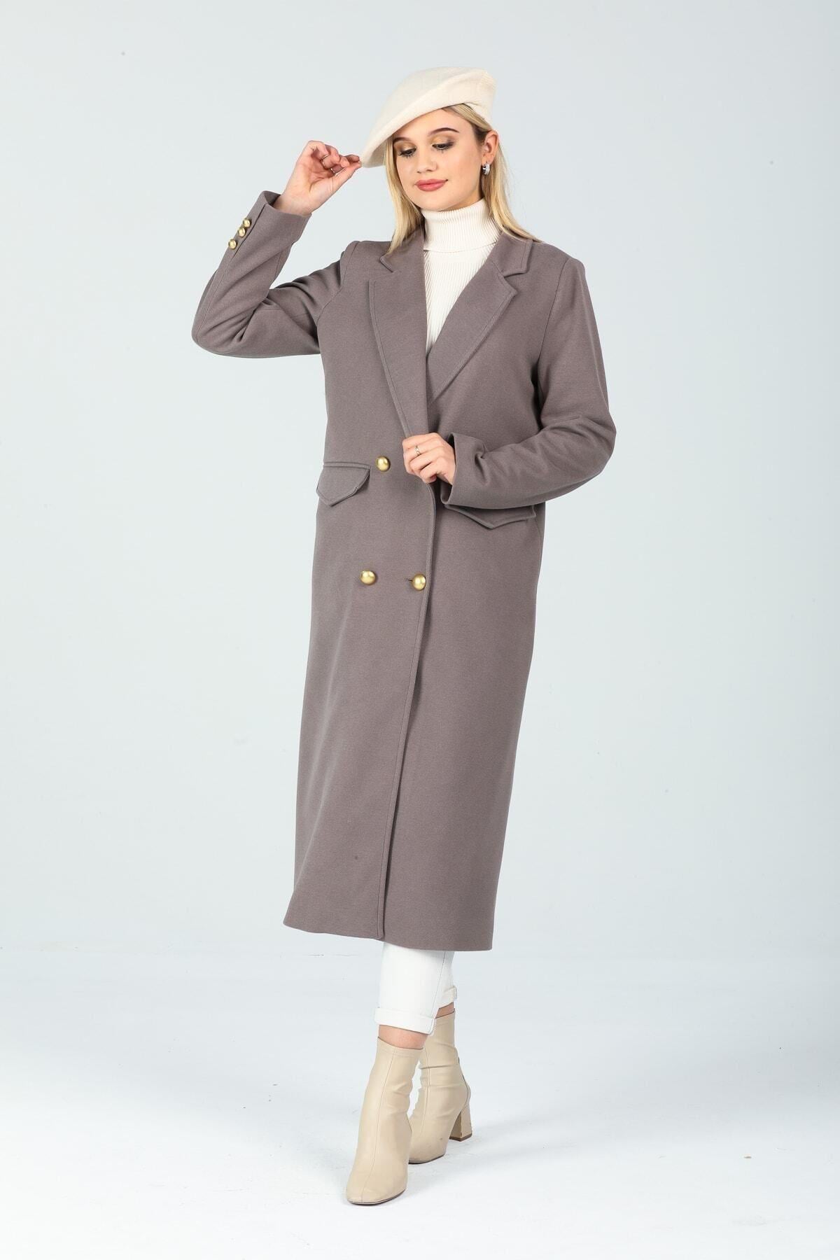 Wholesale Women's Fawn Gold Buttoned Coat