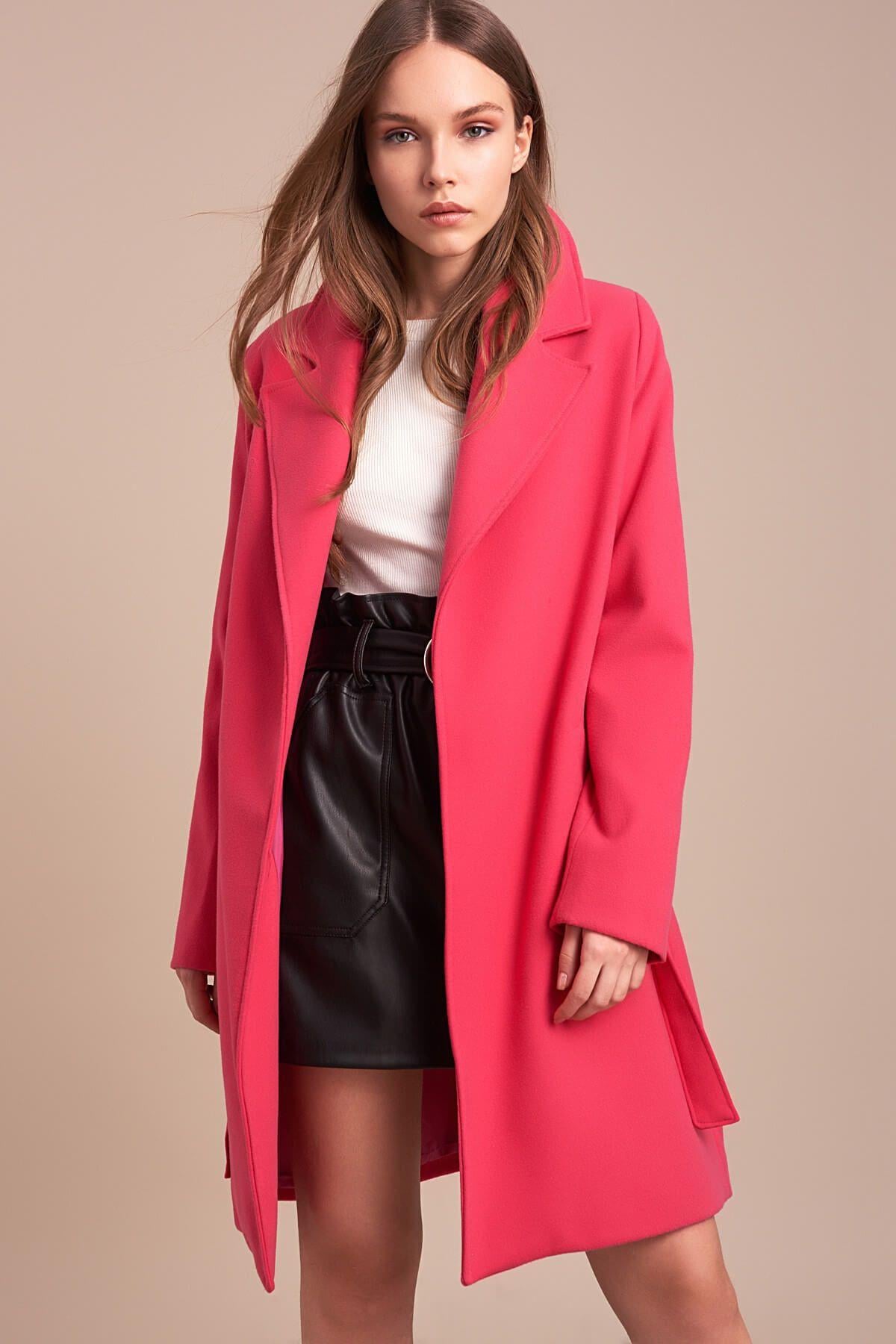 Wholesale Women's Fuchsia Short Tie Coat