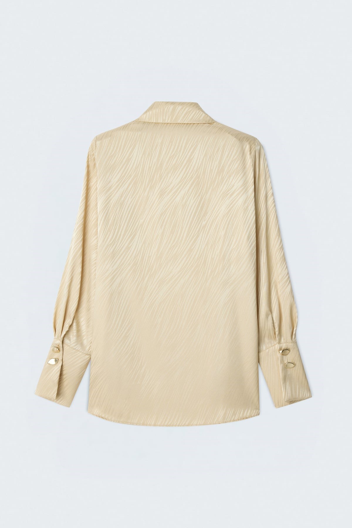 Wholesale Women's Gold Satin Jacquard Shirt with Wide Buttoned Cuffs STN139KGO1958