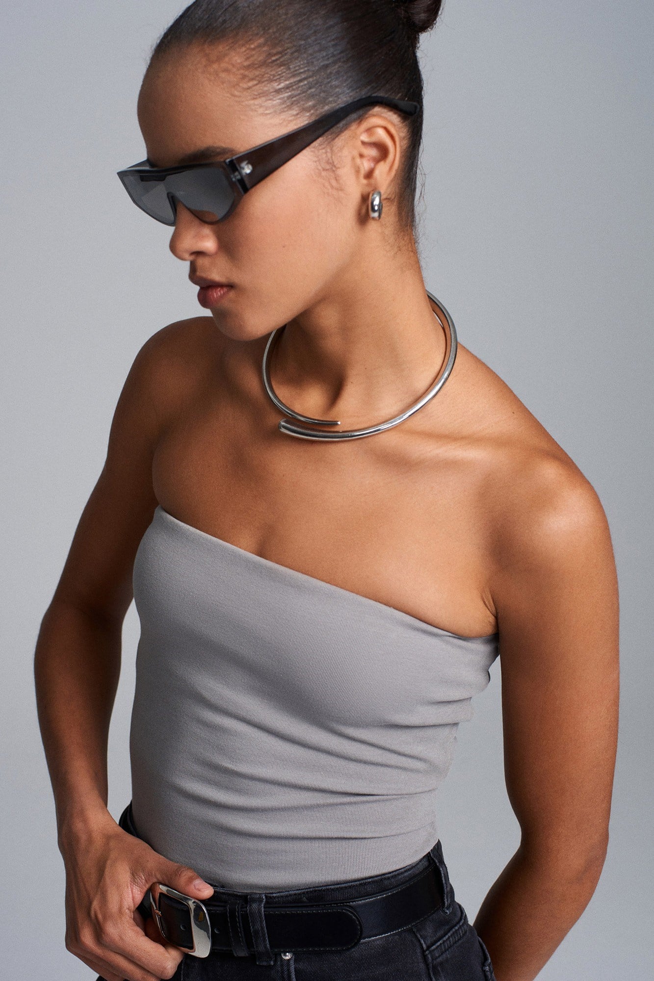 Wholesale Women's Gray Bandeau Top 0431-20659