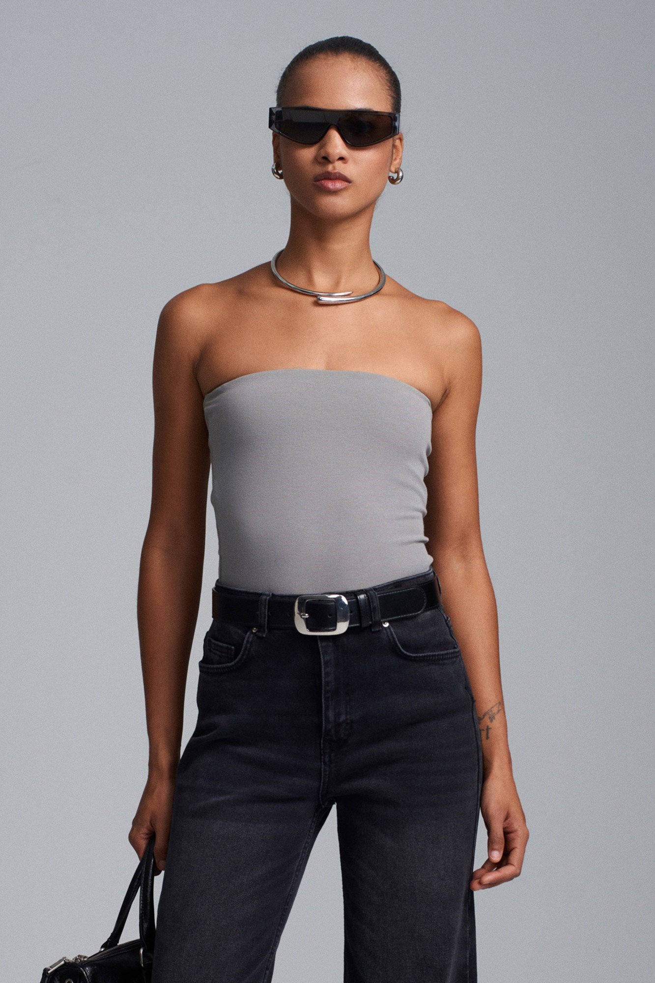 Wholesale Women's Gray Bandeau Top 0431-20659