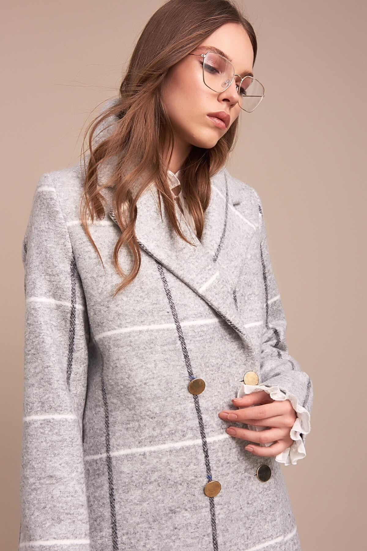 Wholesale Women's Gray Checkered Short Coat