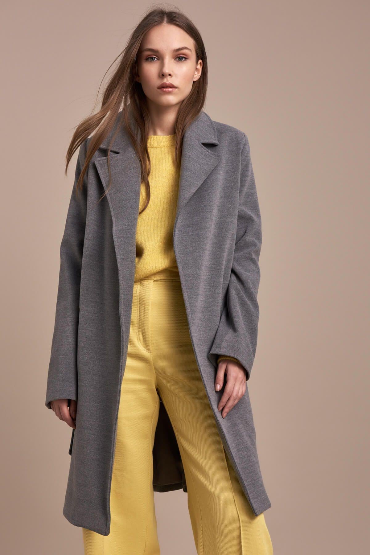 Wholesale Women's Gray Short Tie Coat