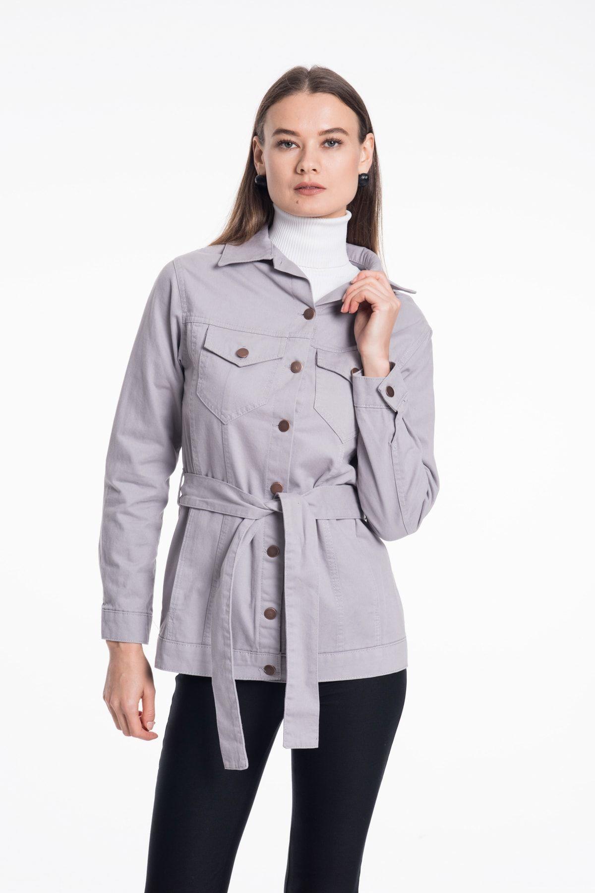 Wholesale Women's Grey Gabardine Jacket