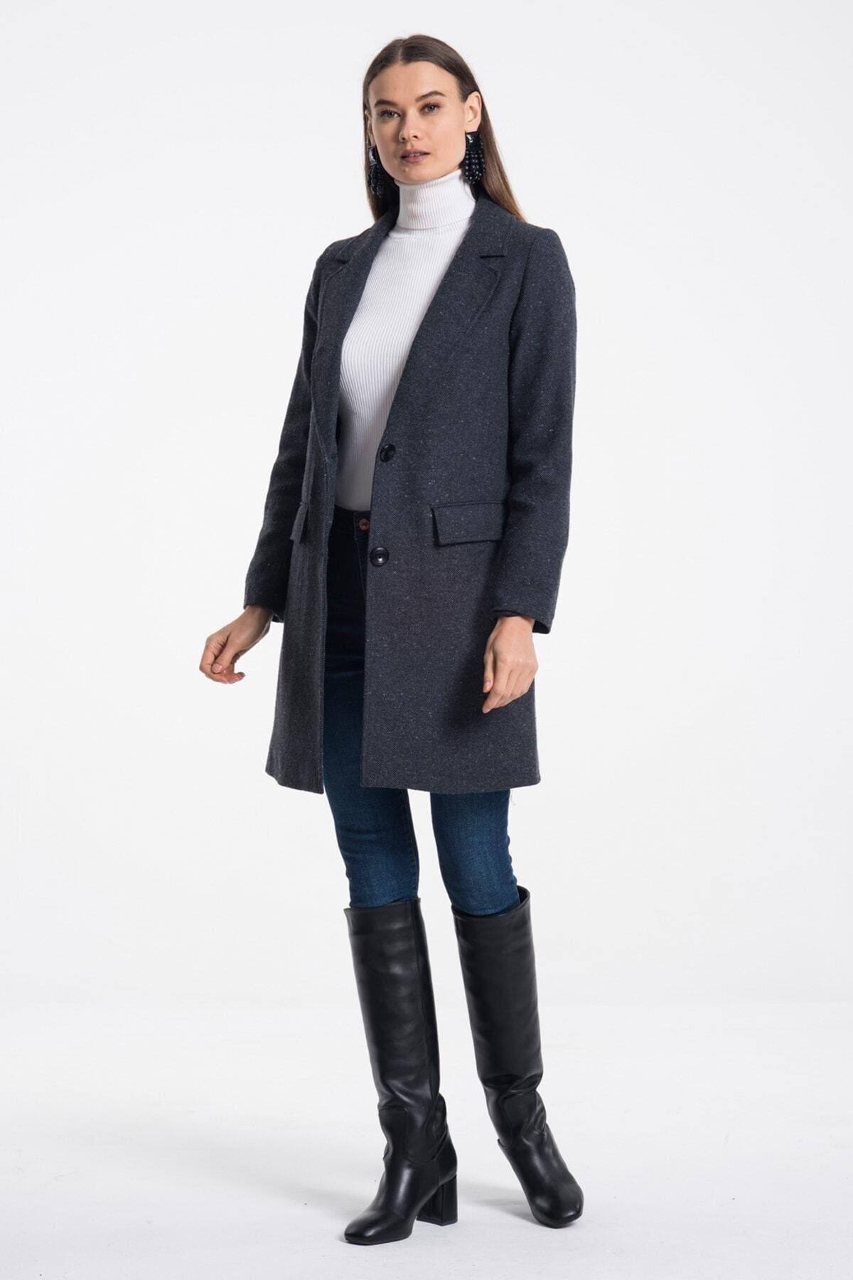 Wholesale Women's Grey Herringbone Coat