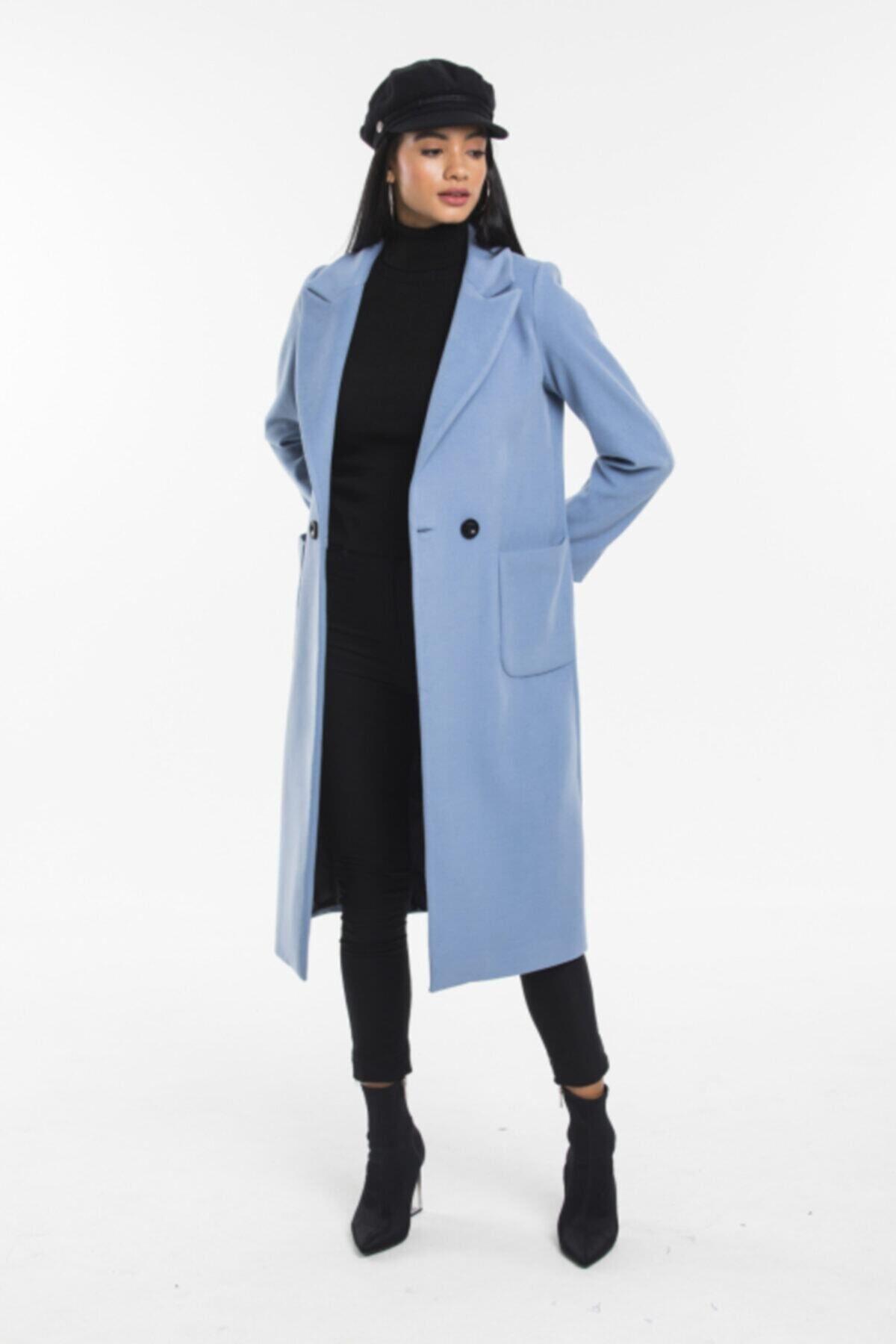 Wholesale Women's Indigo Blue Buttoned Coat