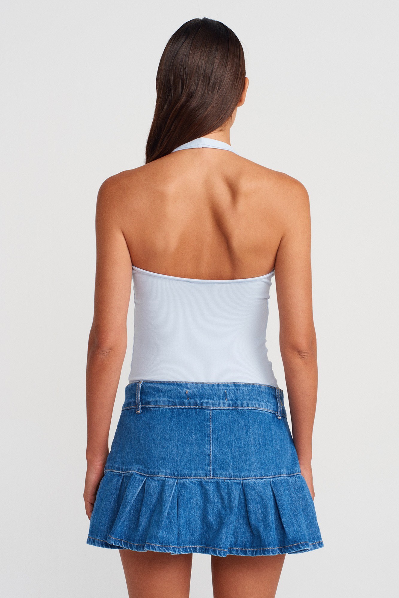 Wholesale Women's Light Blue Cotton Halter Top 0431-21052