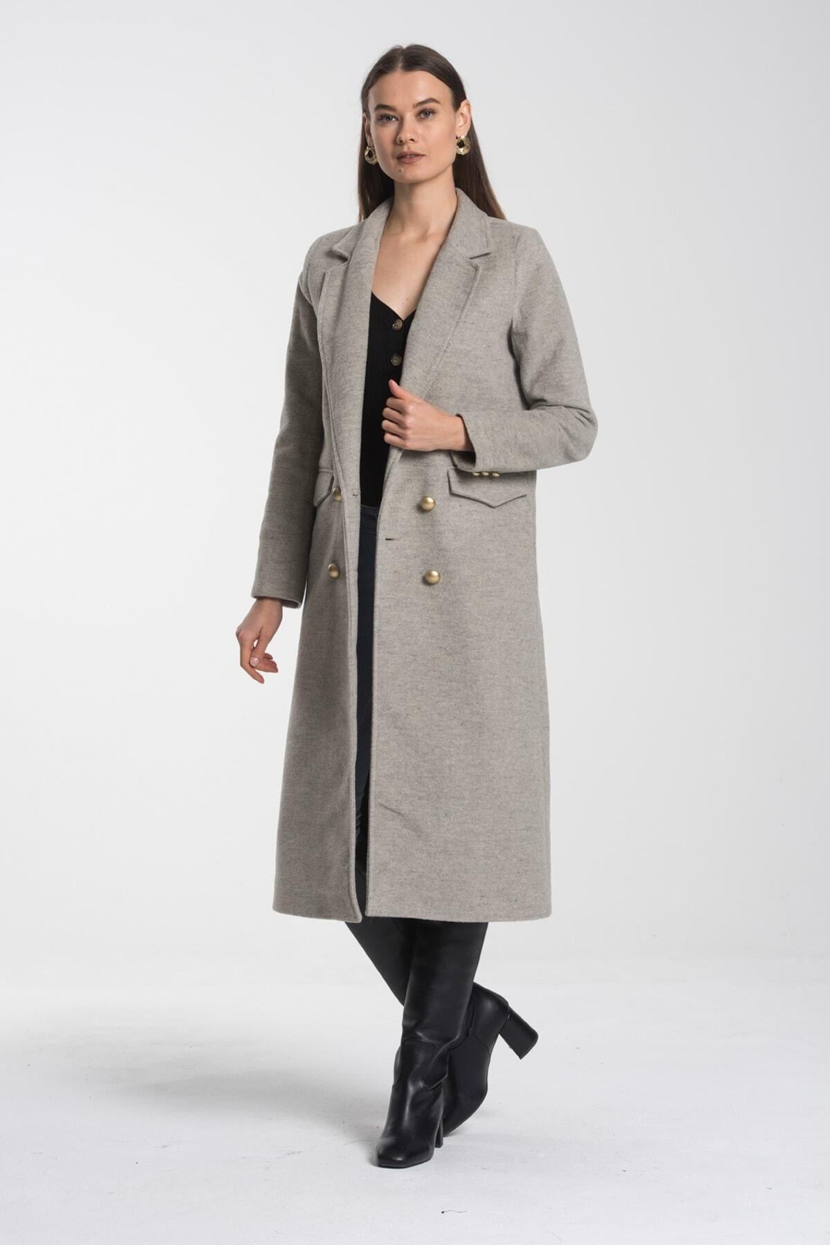 Wholesale Women's Light Grey Felt Coat