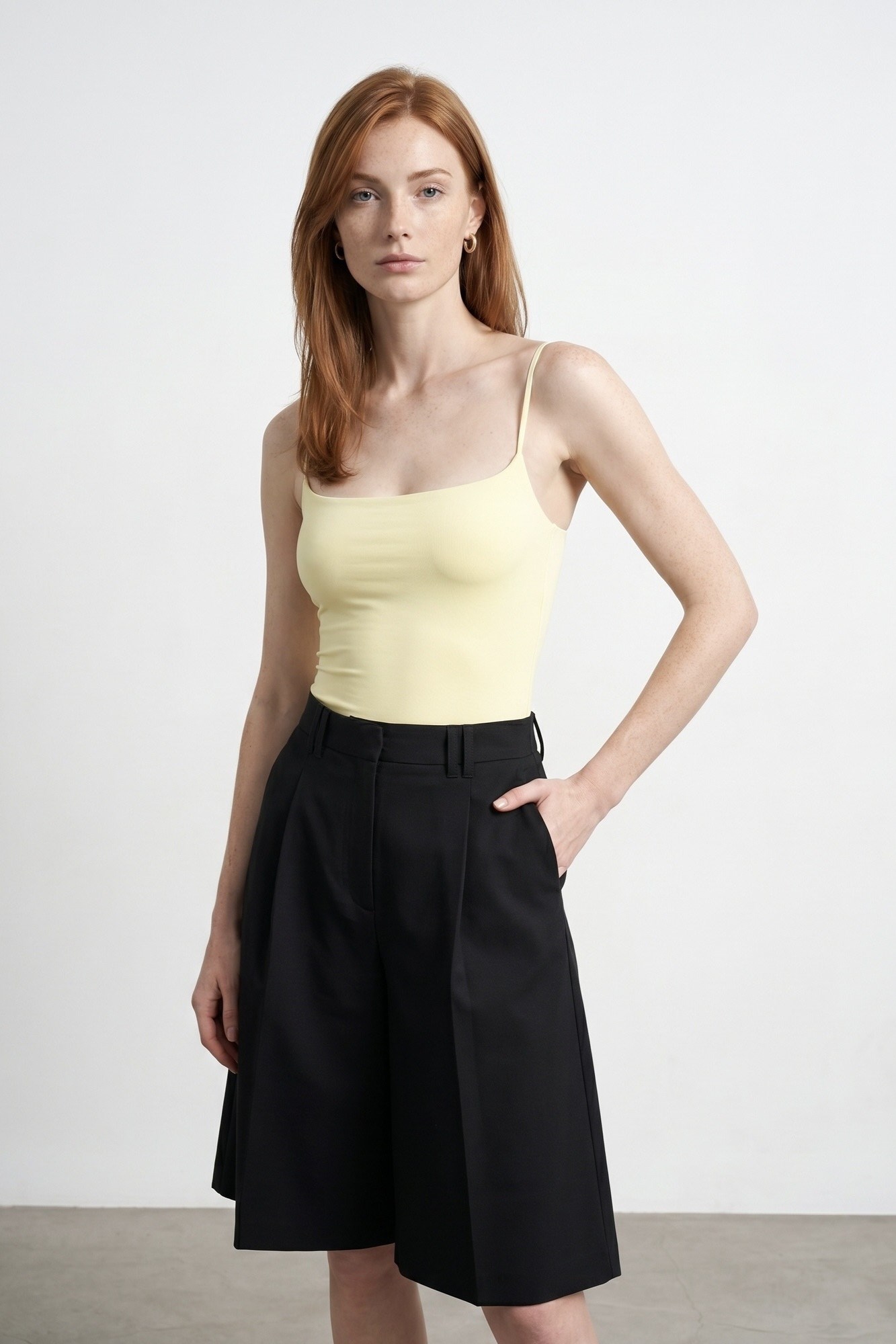 Wholesale Women's Light Yellow Strappy Bodysuit 0431-21216