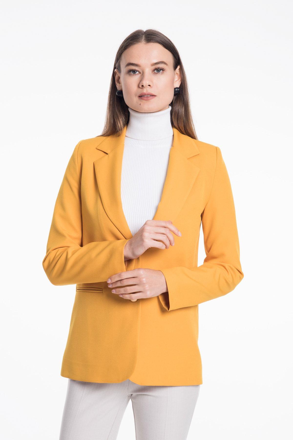 Wholesale Women's Mustard Gold Button Jacket