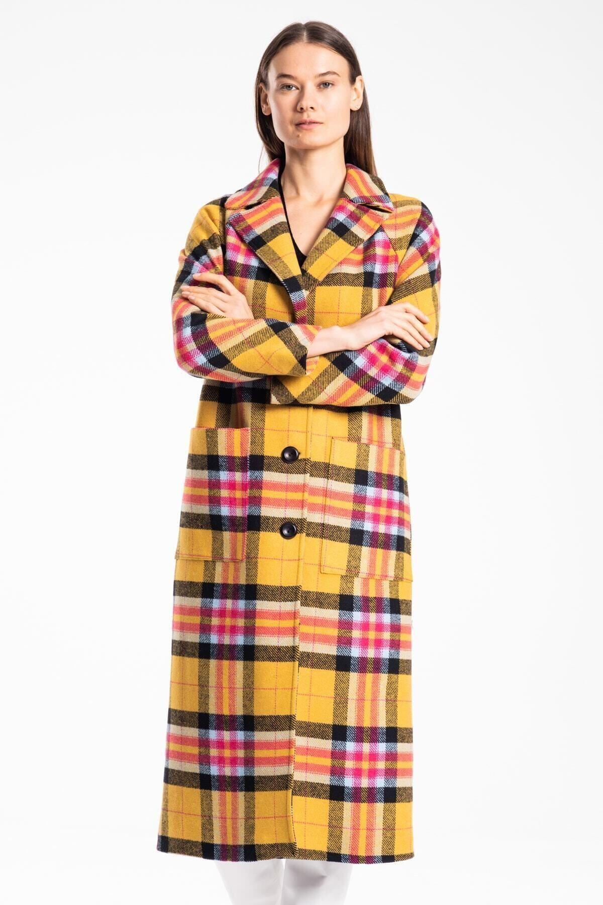 Wholesale Women's Mustard Plaid Coat